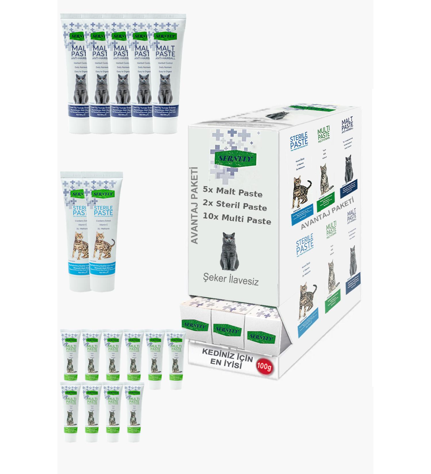Sernely Cat Malt Advantageous Package (Multi Paste 10x100gr Malt Paste 5x100gr Sterile Paste 2x100gr)-920