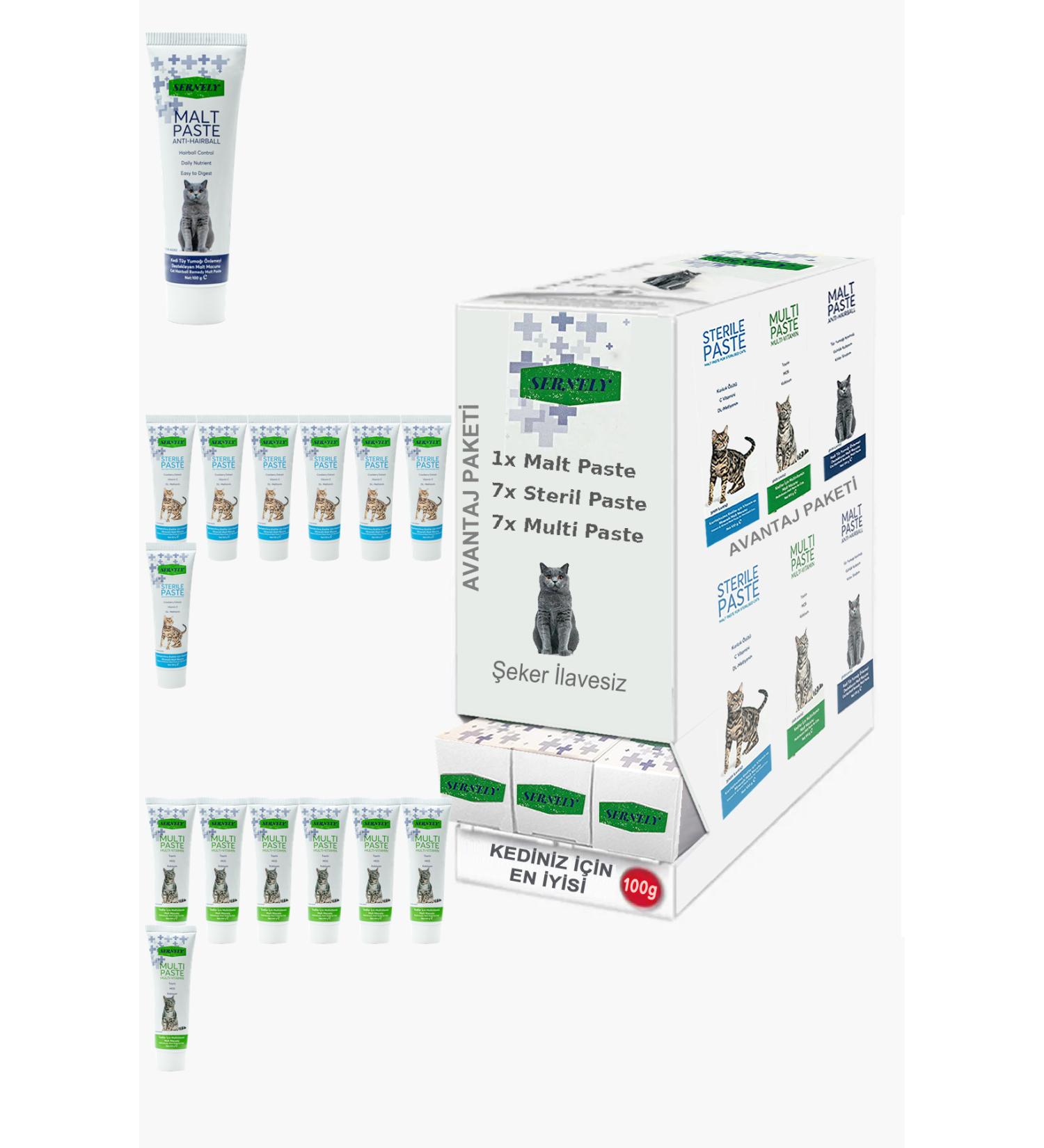 Sernely Cat Malt Advantageous Package (Sterile Paste 7x100gr Multi Paste 7x100gr Malt Paste 1x100gr)-1489