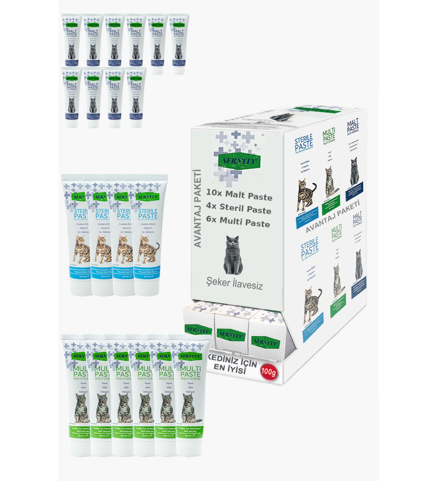 Sernely Cat Malt Advantageous Package (Malt Paste 10x100gr Multi Paste 6x100gr Sterile Paste 4x100gr)-851