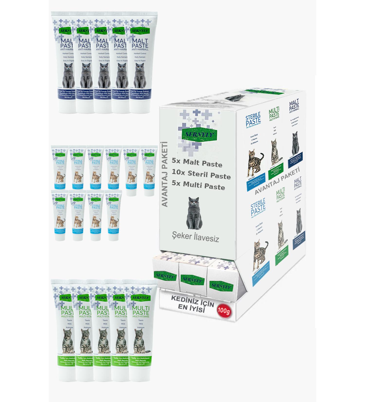 Sernely Cat Malt Advantageous Package (Sterile Paste 10x100gr Multi Paste 5x100gr Malt Paste 5x100gr)-790