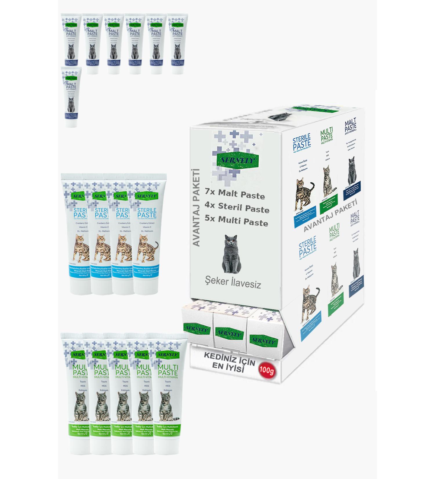 Sernely Cat Malt Advantageous Package (Malt Paste 7x100gr Multi Paste 5x100gr Sterile Paste 4x100gr)-1420