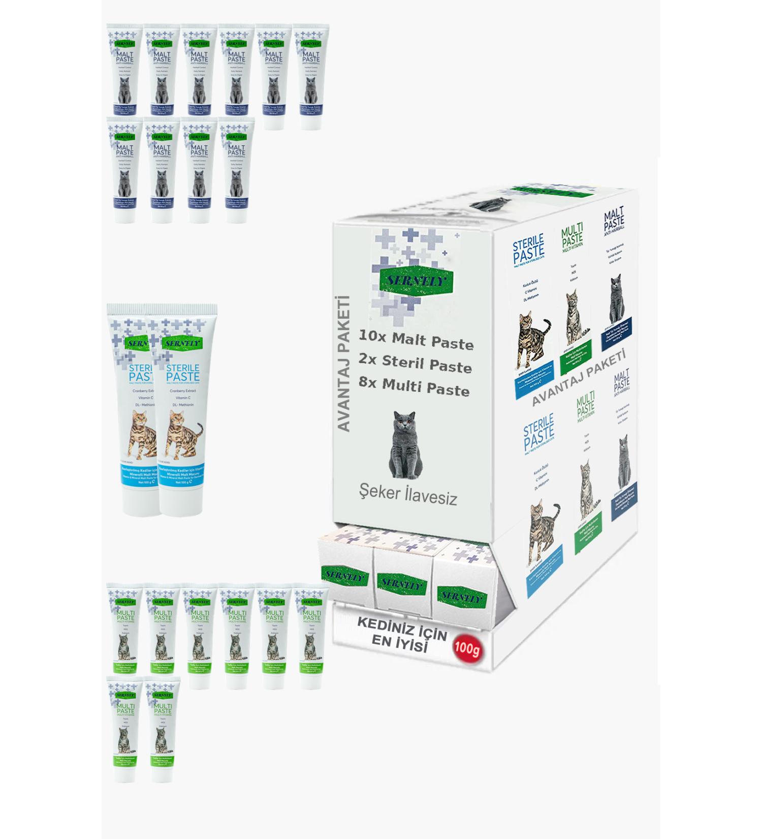 Sernely Cat Malt Advantageous Package (Malt Paste 10x100gr Multi Paste 8x100gr Sterile Paste 2x100gr)-943