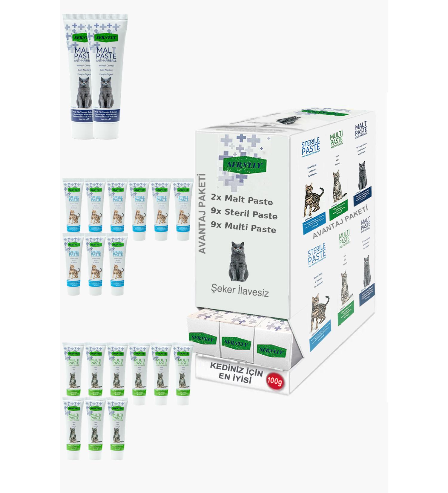 Sernely Cat Malt Advantageous Package (Sterile Paste 9x100gr Multi Paste 9x100gr Malt Paste 2x100gr)-1141