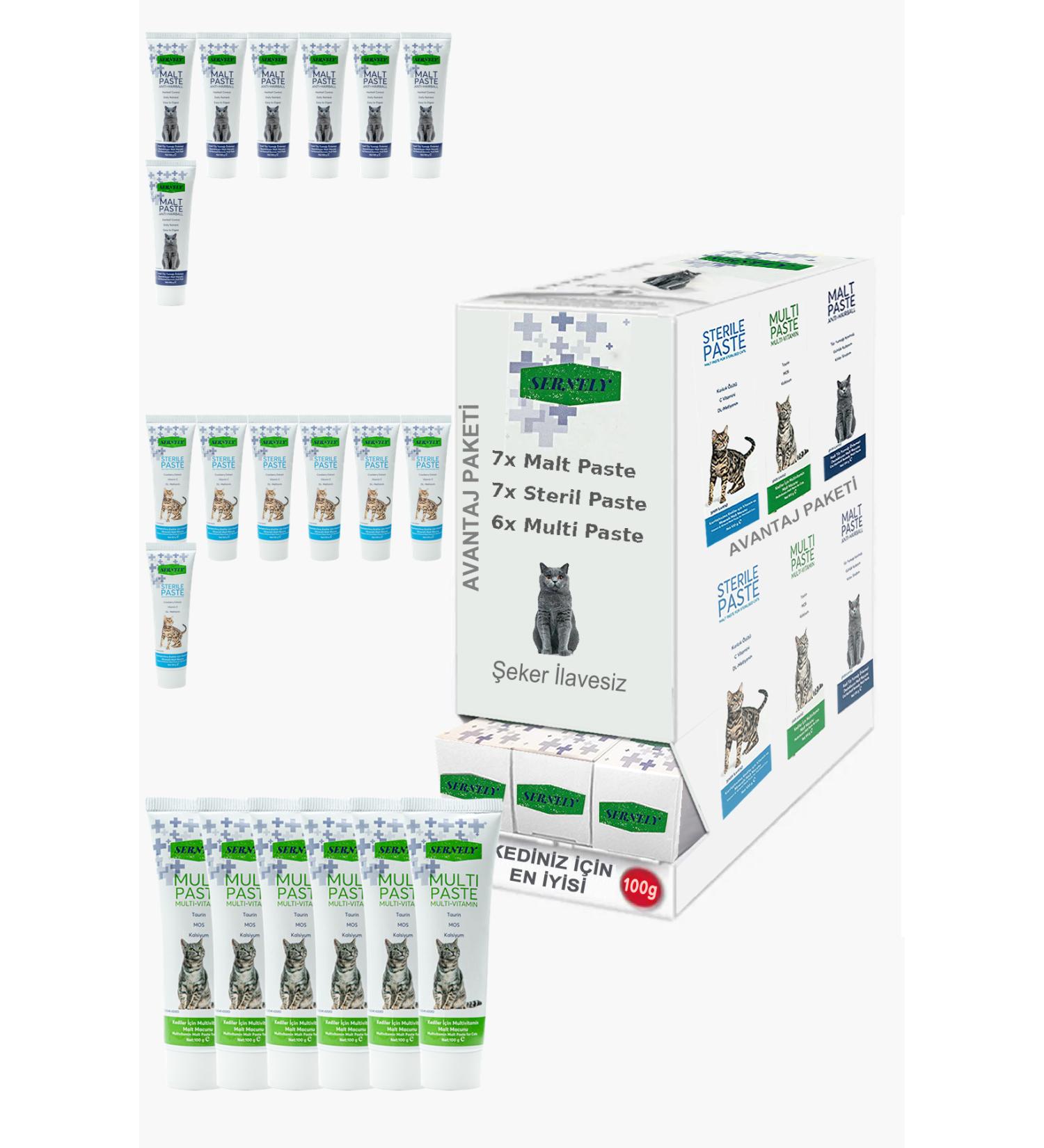 Sernely Cat Malt Advantageous Package (Sterile Paste 7x100gr Malt Paste 7x100gr Multi Paste 6x100gr)-1391