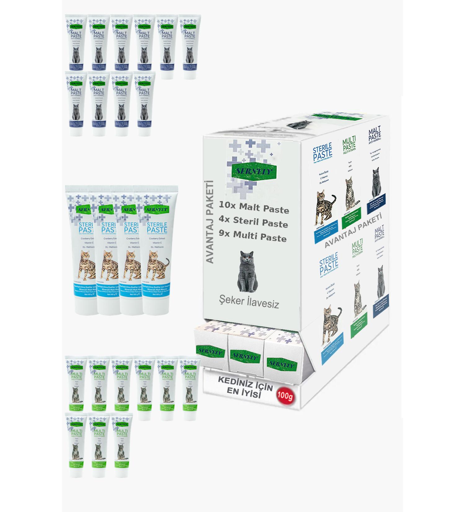 Sernely Cat Malt Advantageous Package (Malt Paste 10x100gr Multi Paste 9x100gr Sterile Paste 4x100gr)-854