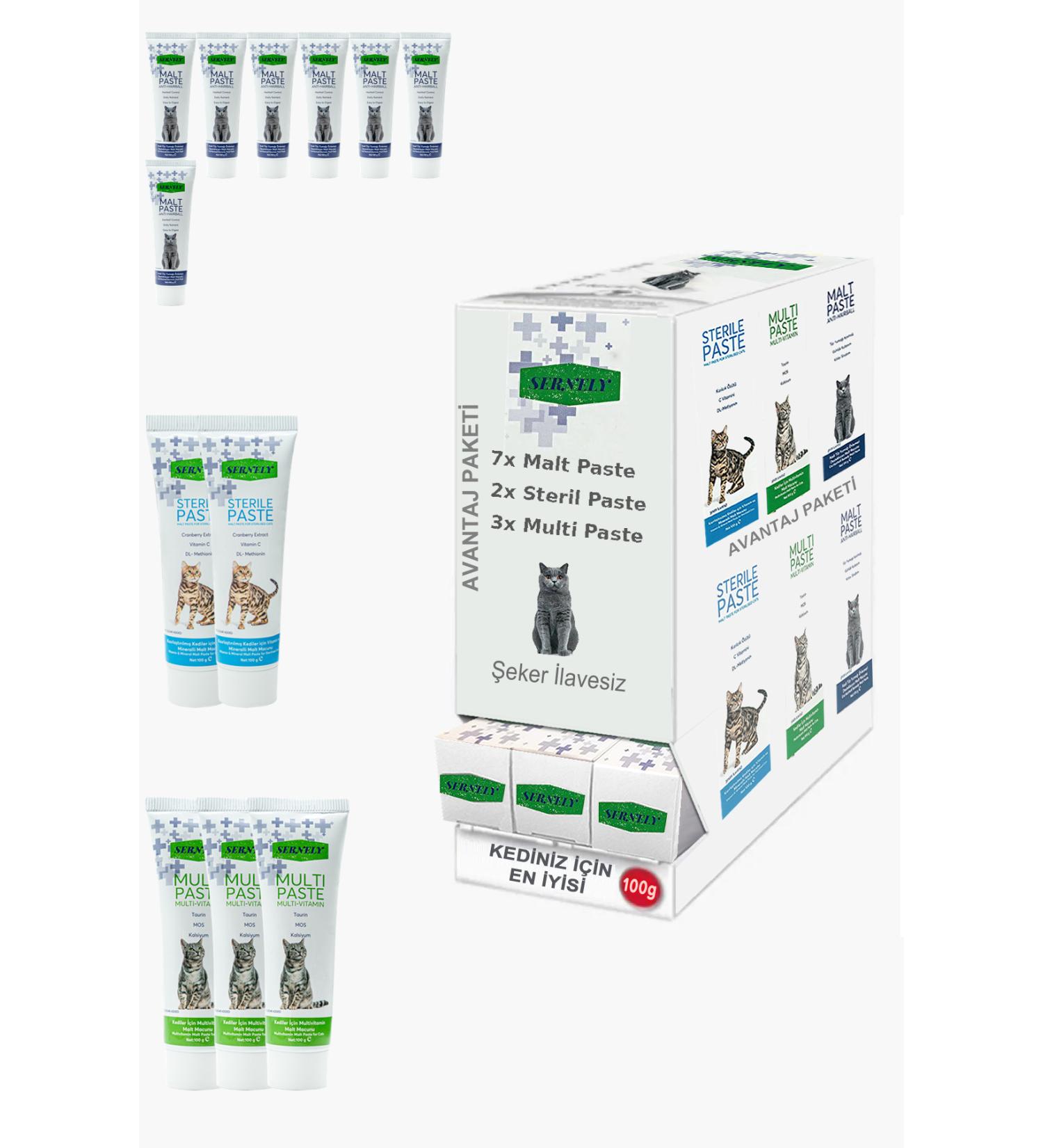 Sernely Cat Malt Advantageous Package (Malt Paste 7x100gr Multi Paste 3x100gr Sterile Paste 2x100gr)-1472