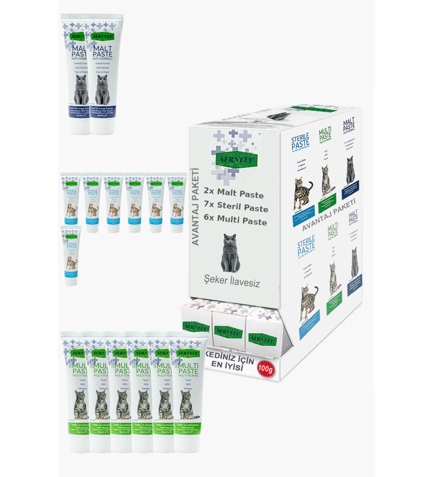 Sernely Cat Malt Advantageous Package (Sterile Paste 7x100gr Multi Paste 6x100gr Malt Paste 2x100gr)-1451