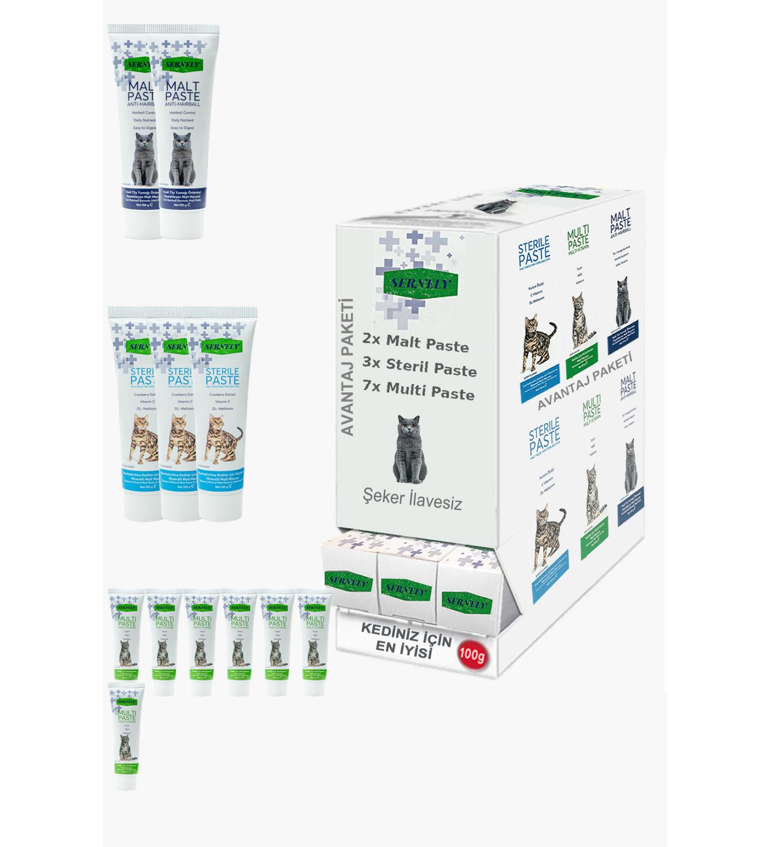 Sernely Cat Malt Advantageous Package (Multi Paste 7x100gr Sterile Paste 3x100gr Malt Paste 2x100gr)-1453