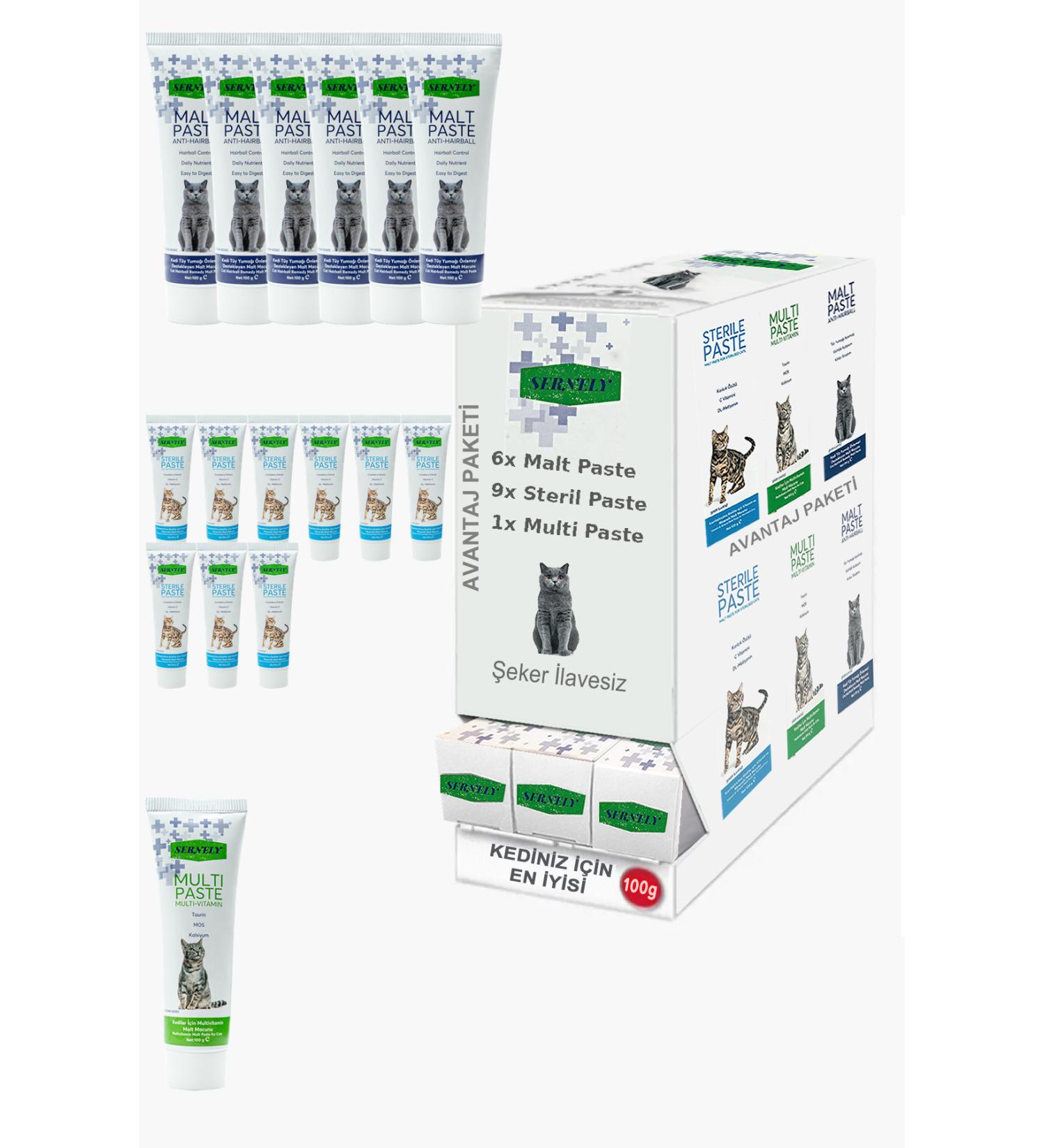 Sernely Cat Malt Advantageous Package (Sterile Paste 9x100gr Malt Paste 6x100gr Multi Paste 1x100gr)-1194
