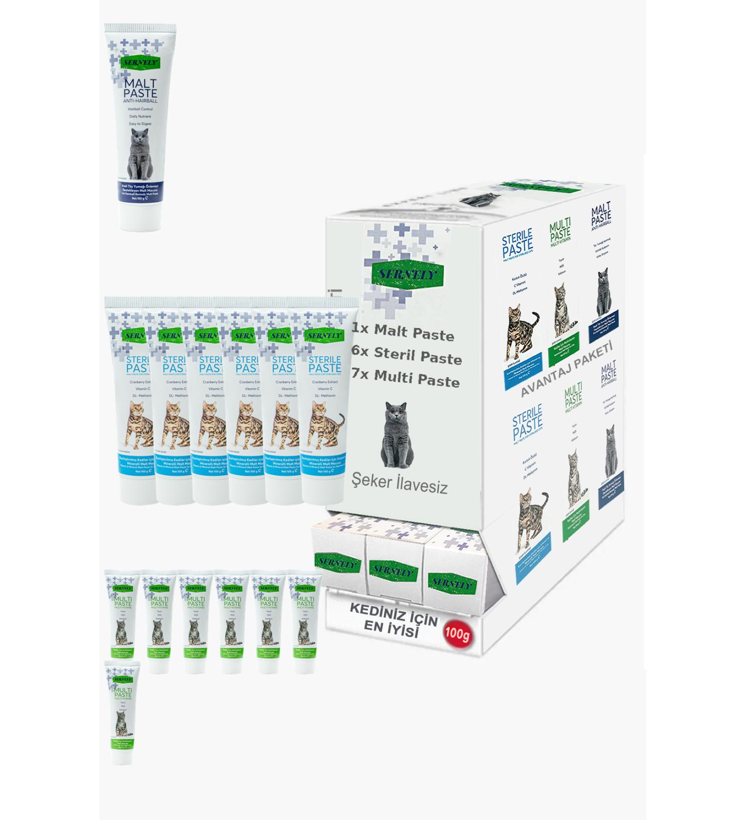 Sernely Cat Malt Advantageous Package (Multi Paste 7x100gr Sterile Paste 6x100gr Malt Paste 1x100gr)-1488