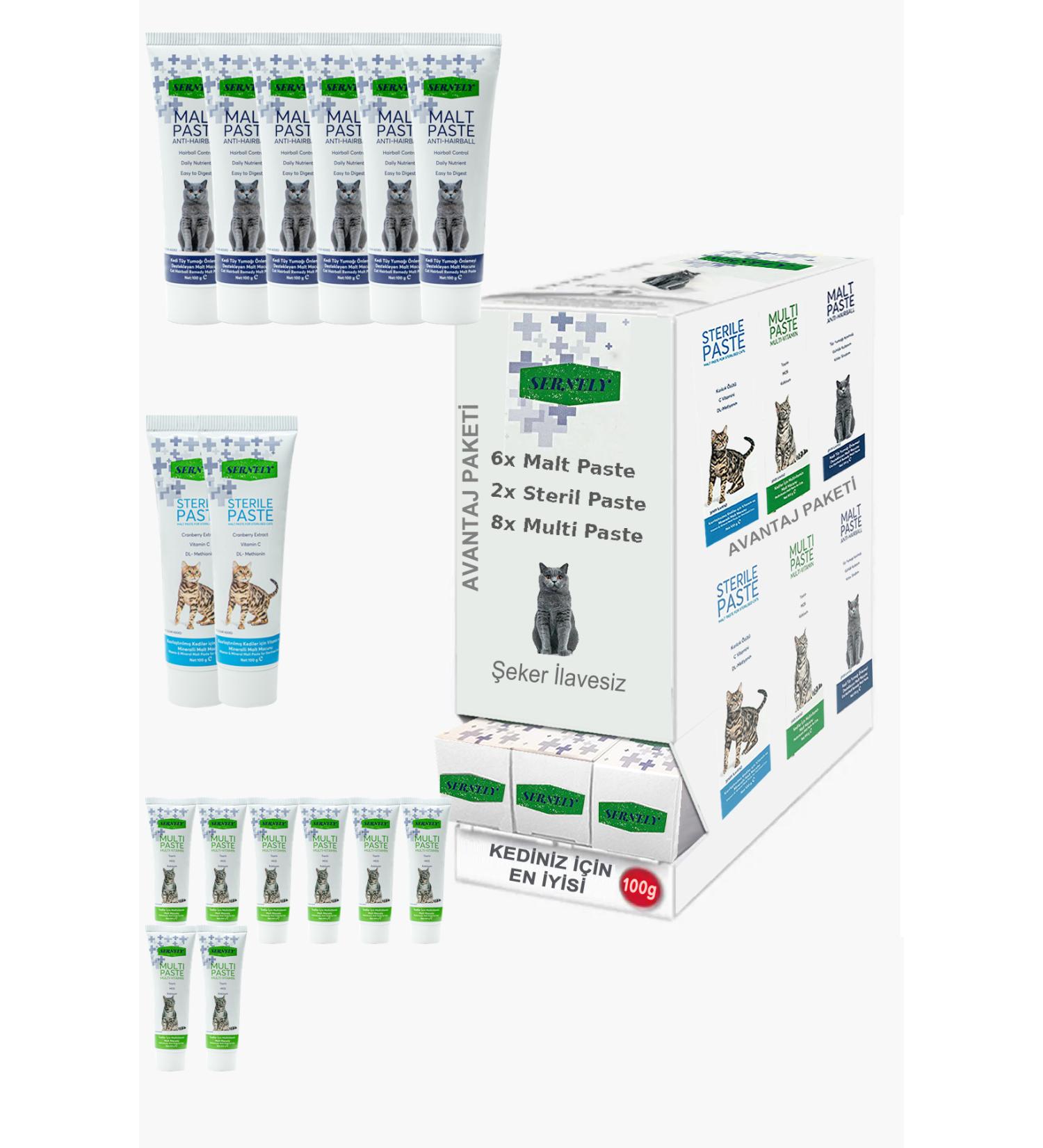 Sernely Cat Malt Advantageous Package (Multi Paste 8x100gr Malt Paste 6x100gr Sterile Paste 2x100gr)-1328