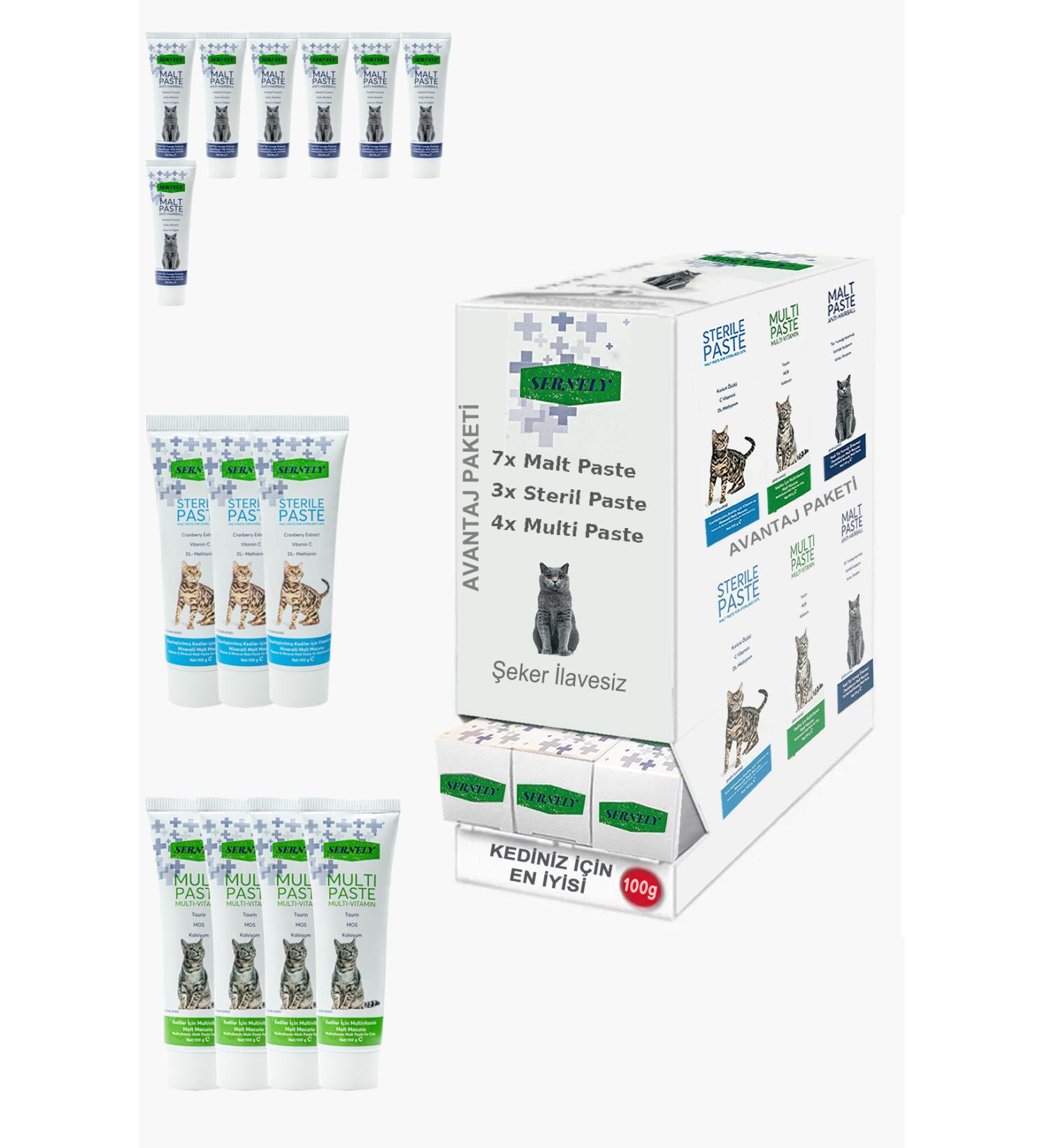 Sernely Cat Malt Advantageous Package (Malt Paste 7x100gr Multi Paste 4x100gr Sterile Paste 3x100gr)-1443