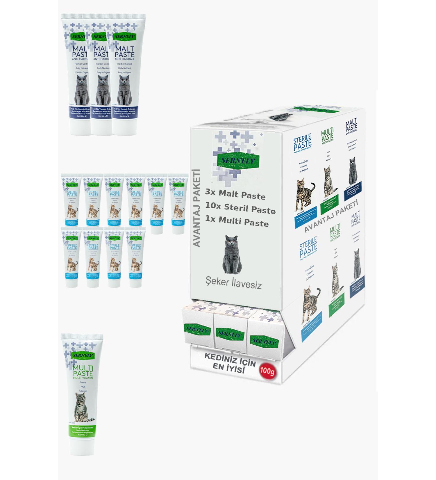 Sernely Cat Malt Advantageous Package (Sterile Paste 10x100gr Malt Paste 3x100gr Multi Paste 1x100gr)-967