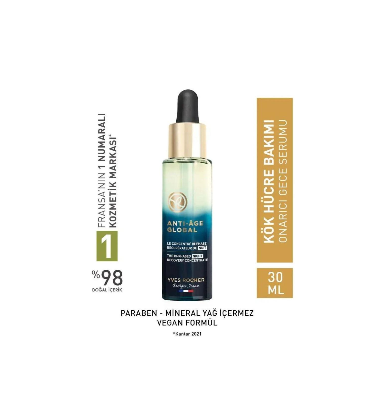 Yves Rocher Anti-Age Global-Regenerating 8 Different Anti-Aging Niacinamide-Hyaluronic Acid Serum Serum 30ml - Buy Online on GoSupps.com