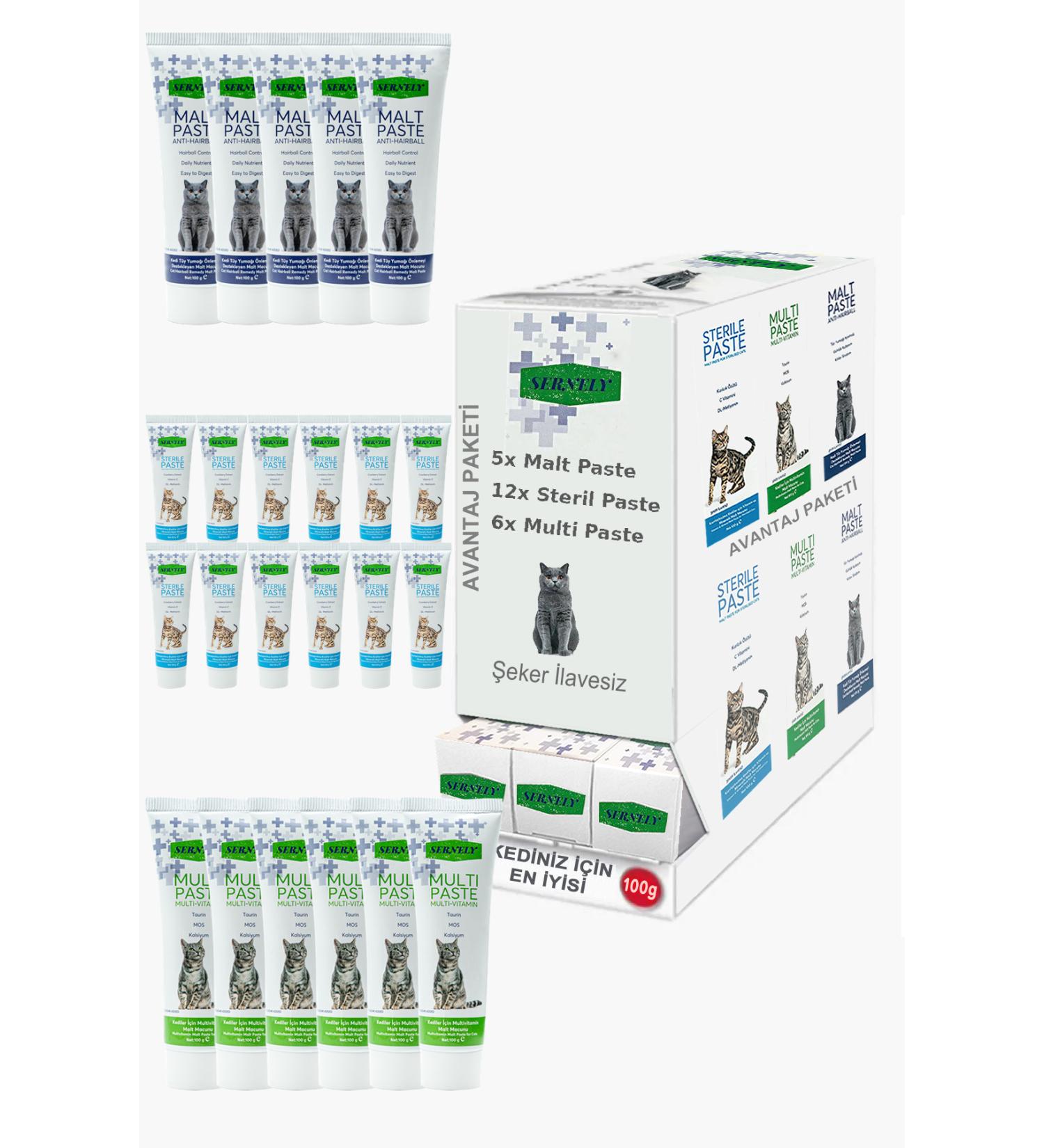 Sernely Cat Vitamin Advantage Package (Sterile Paste 12x100gr Multi Paste 6x100gr Malt Paste 5x100gr)-129