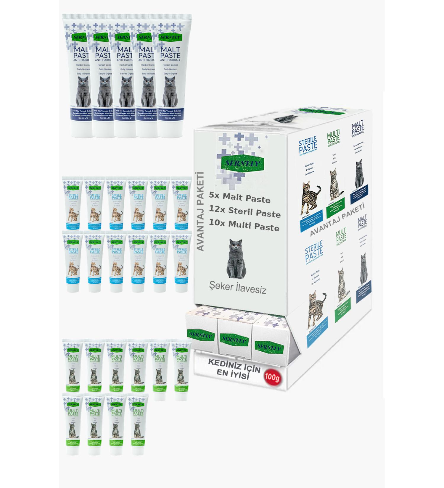 Sernely Cat Vitamin Advantage Package (Sterile Paste 12x100gr Multi Paste 10x100gr Malt Paste 5x100gr)-133