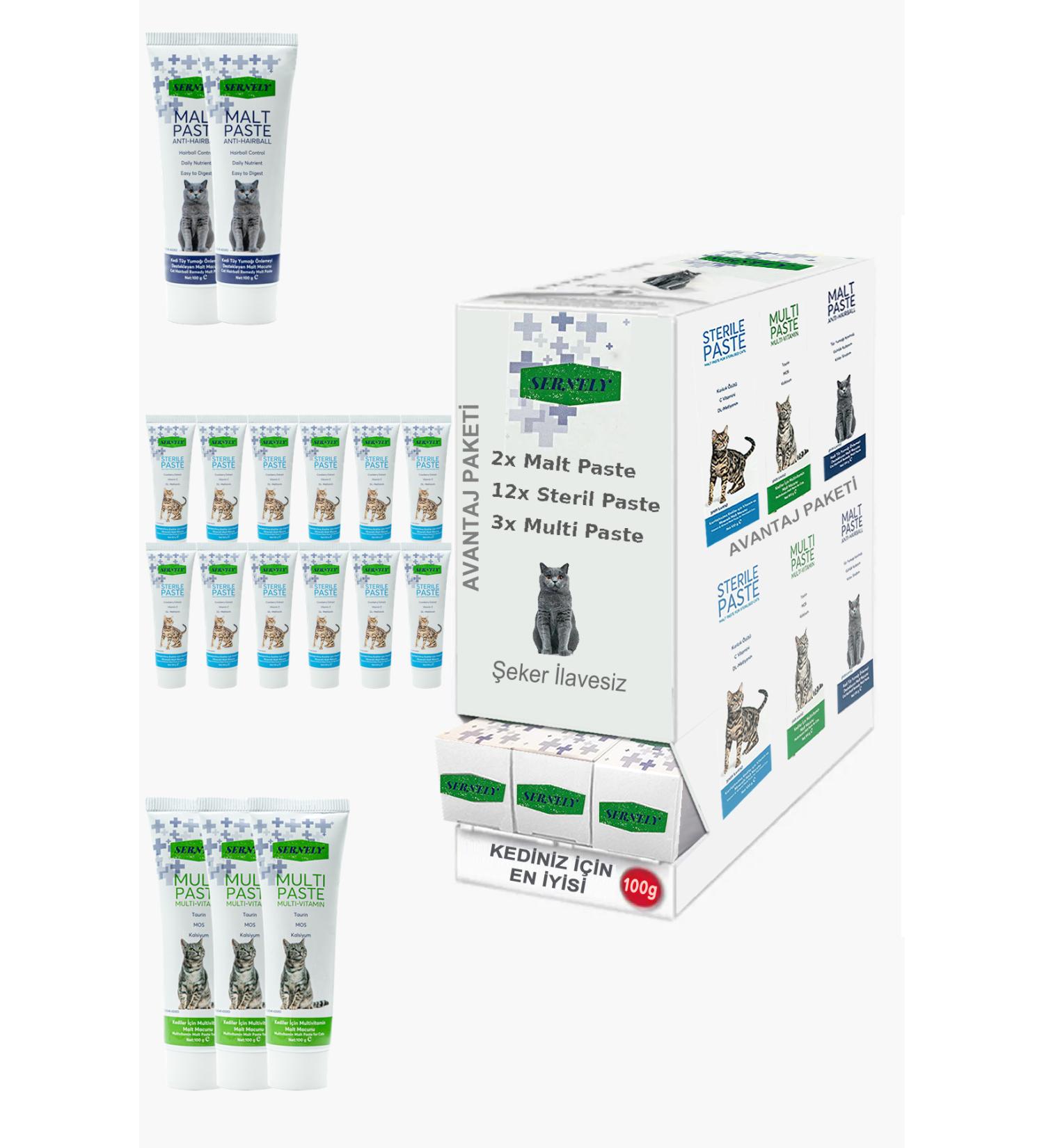 Sernely Cat Vitamin Advantage Package (Sterile Paste 12x100gr Multi Paste 3x100gr Malt Paste 2x100gr)-273