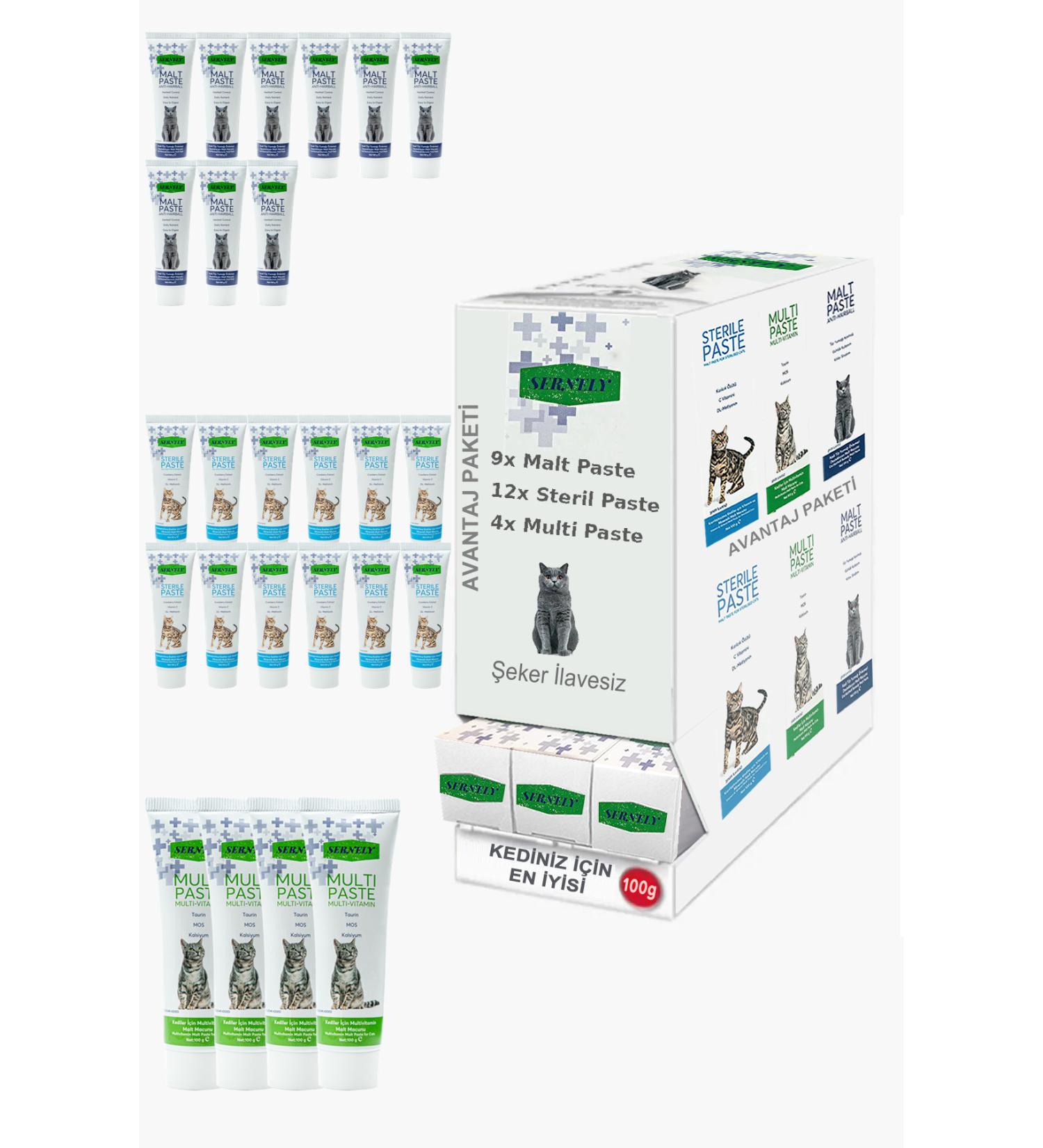 Sernely Cat Vitamin Advantage Package (Sterile Paste 12x100gr Malt Paste 9x100gr Multi Paste 4x100gr)-195