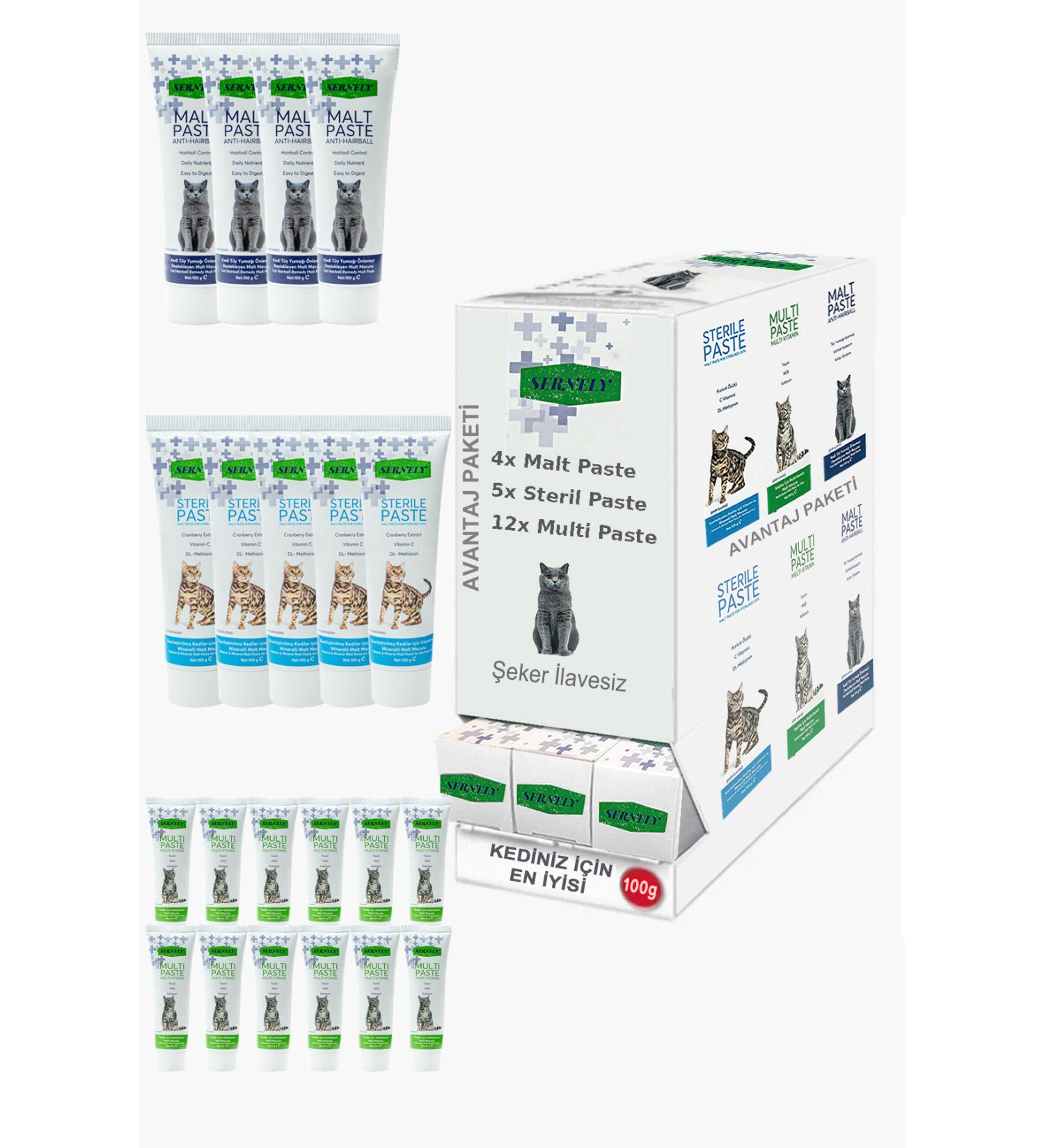 Sernely Cat Vitamin Advantage Package (Multi Paste 12x100gr Sterile Paste 5x100gr Malt Paste 4x100gr)-179