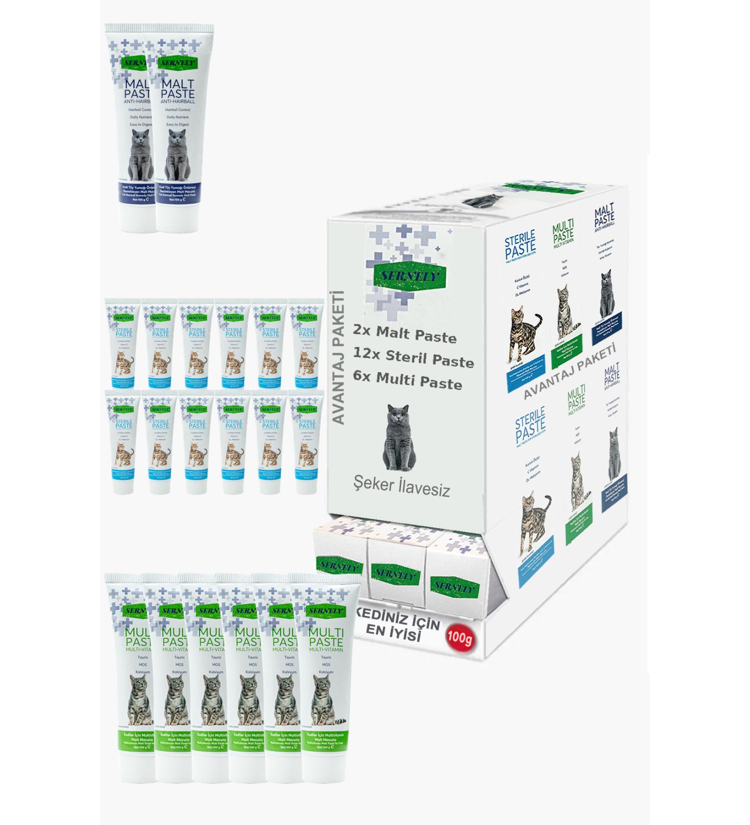 Sernely Cat Vitamin Advantage Package (Sterile Paste 12x100gr Multi Paste 6x100gr Malt Paste 2x100gr)-276