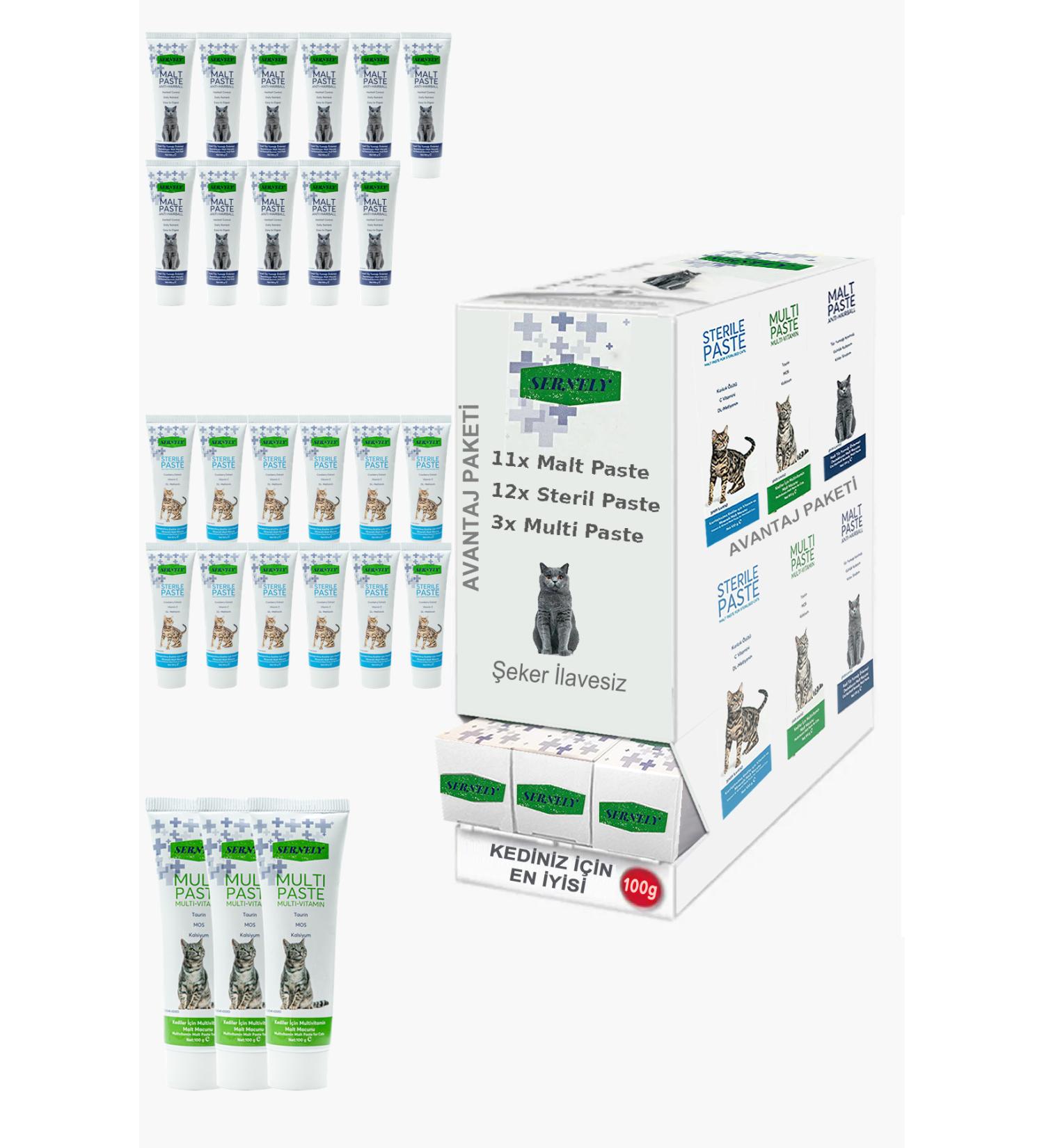 Sernely Cat Vitamin Advantage Package (Sterile Paste 12x100gr Malt Paste 11x100gr Multi Paste 3x100gr)-251