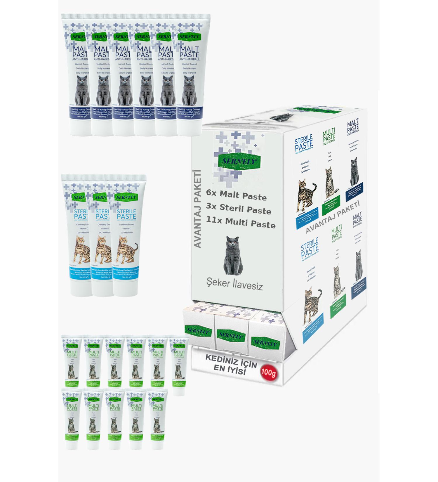 Sernely Cat Vitamin Advantage Package (Multi Paste 11x100gr Malt Paste 6x100gr Sterile Paste 3x100gr)-589