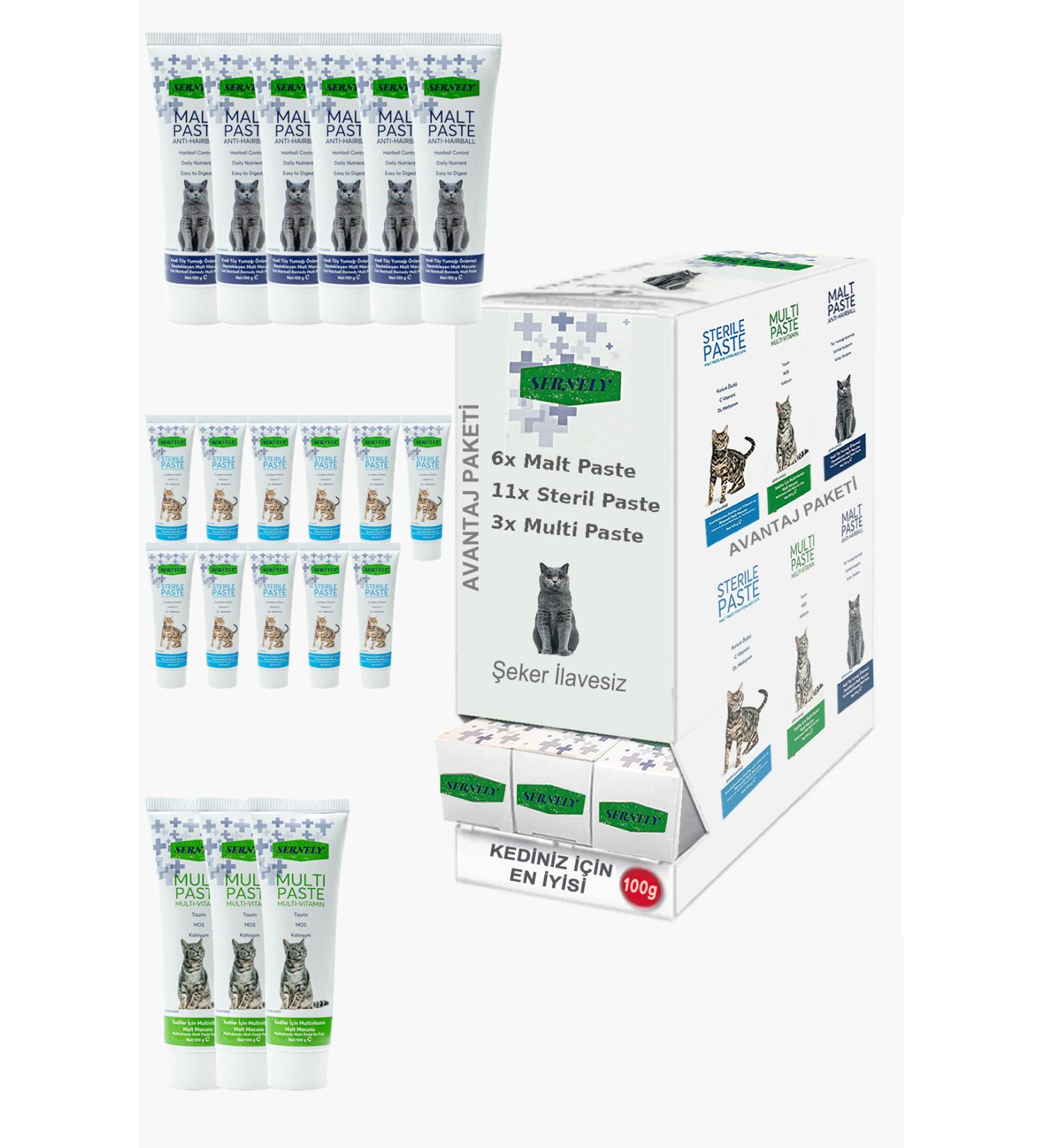 Sernely Cat Vitamin Advantage Package (Sterile Paste 11x100gr Malt Paste 6x100gr Multi Paste 3x100gr)-588