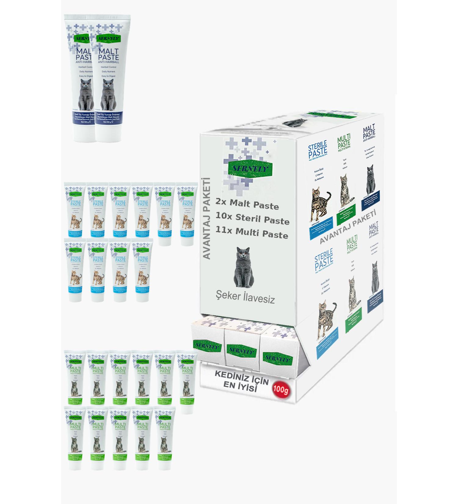 Sernely Cat Malt Advantageous Package (Multi Paste 11x100gr Sterile Paste 10x100gr Malt Paste 2x100gr)-632