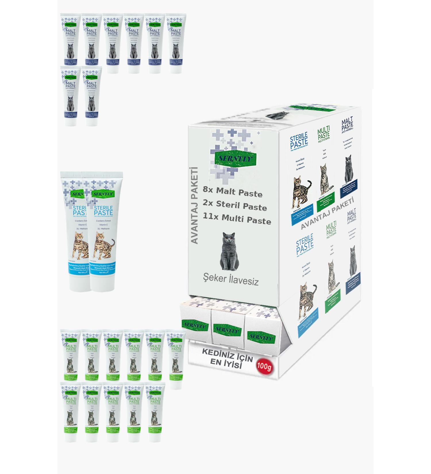 Sernely Cat Malt Advantageous Package (Multi Paste 11x100gr Malt Paste 8x100gr Sterile Paste 2x100gr)-645