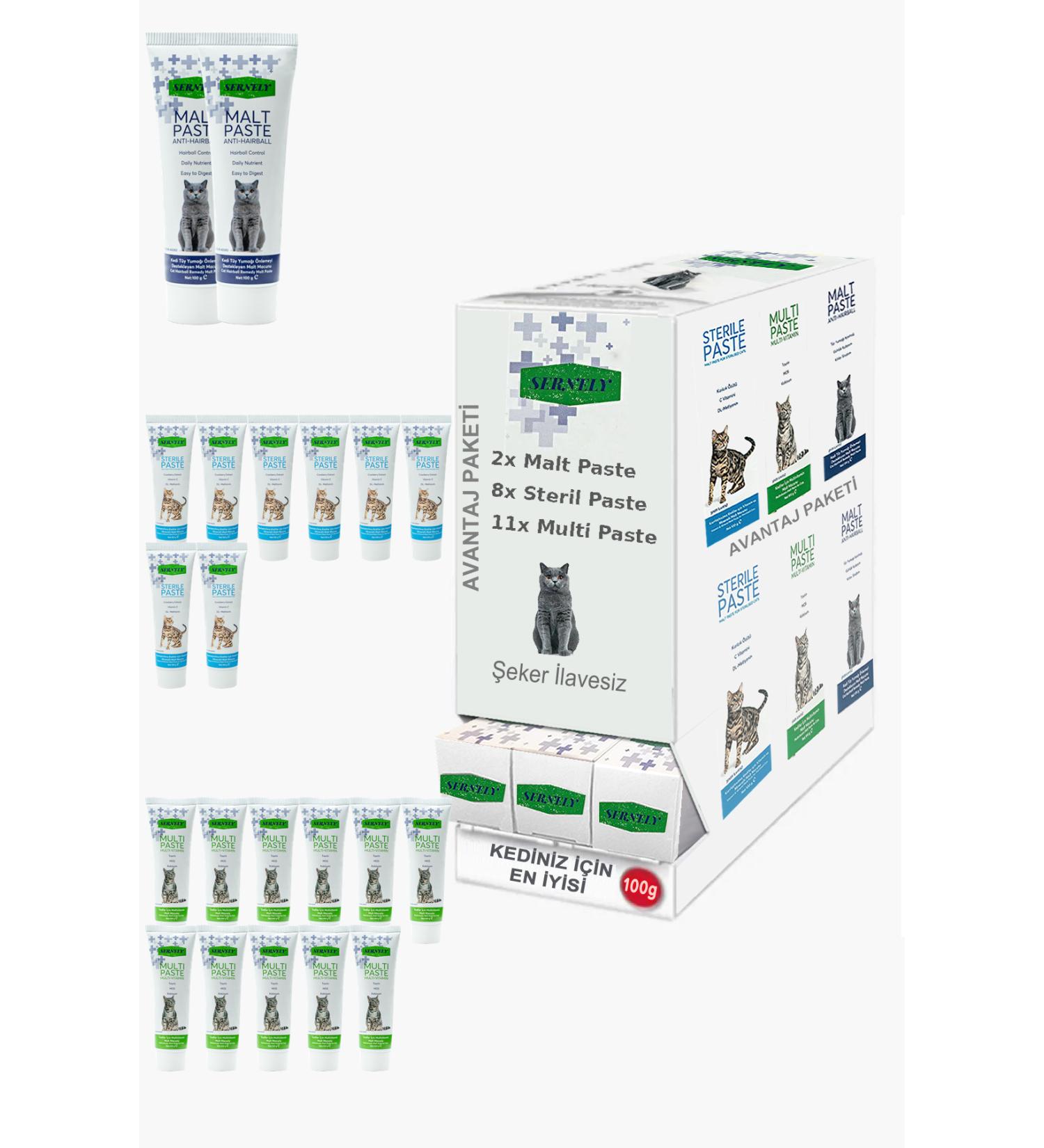 Sernely Cat Malt Advantageous Package (Multi Paste 11x100gr Sterile Paste 8x100gr Malt Paste 2x100gr)-630