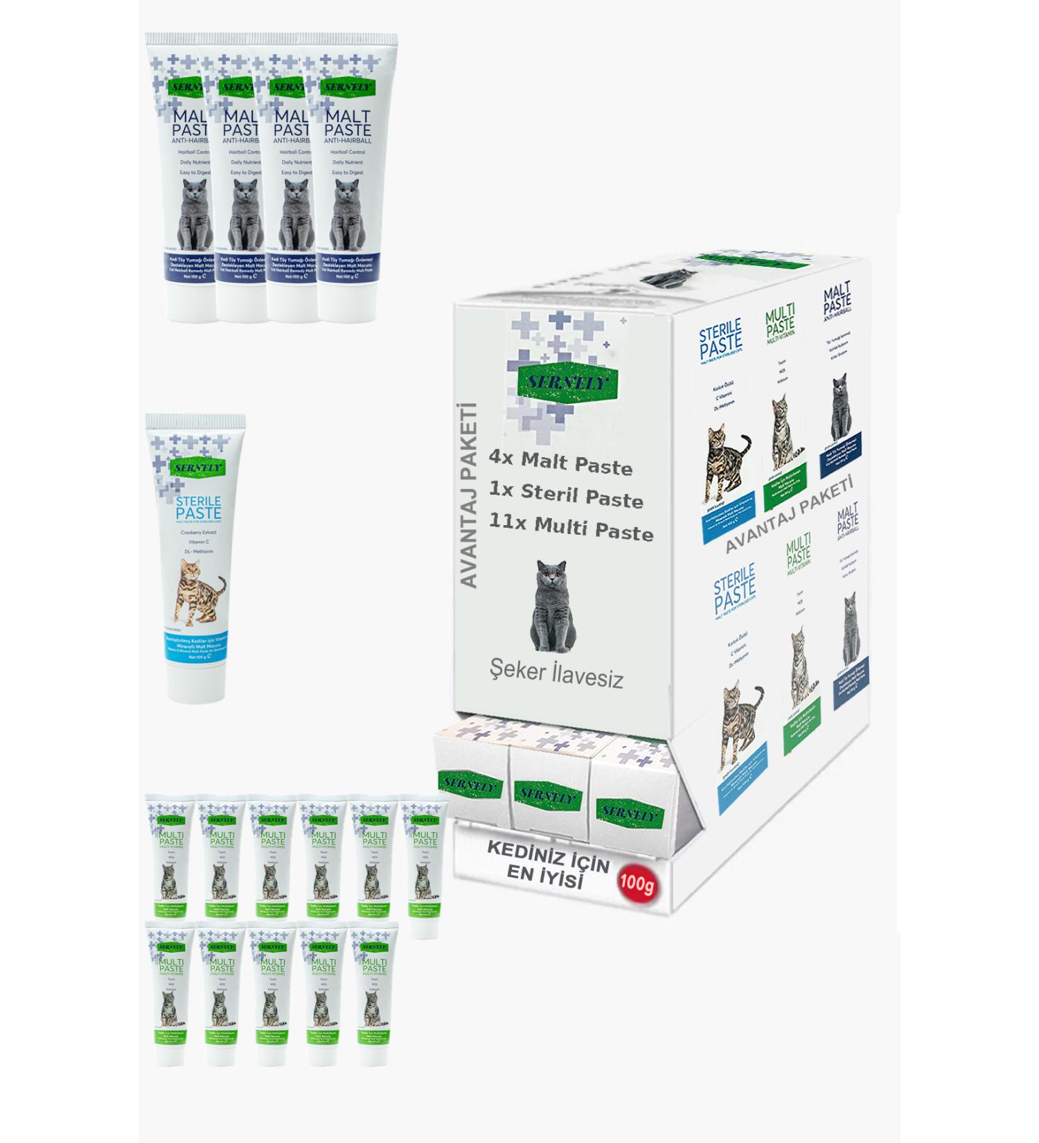 Sernely Cat Malt Advantageous Package (Multi Paste 11x100gr Malt Paste 4x100gr Sterile Paste 1x100gr)-695