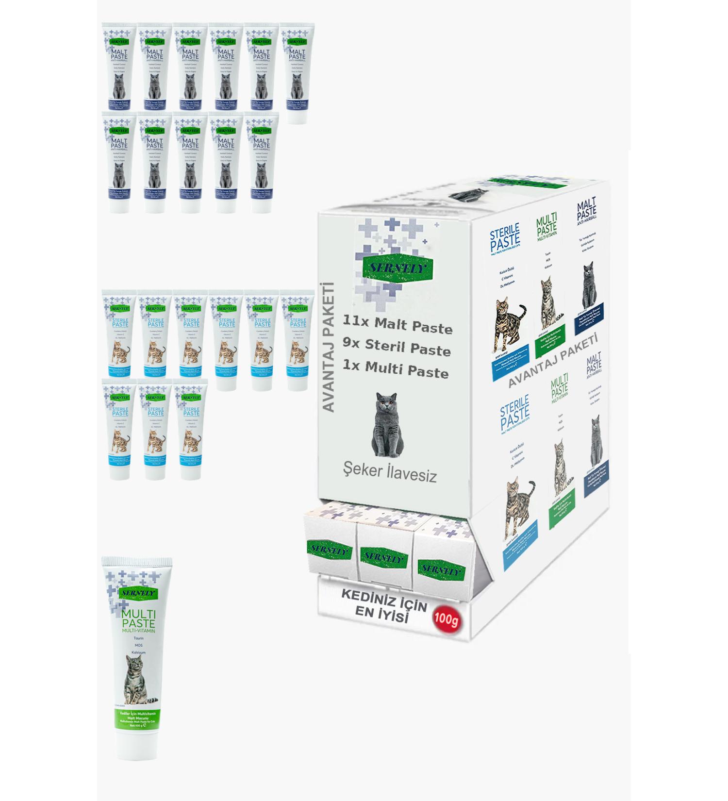Sernely Cat Malt Advantageous Package (Malt Paste 11x100gr Sterile Paste 9x100gr Multi Paste 1x100gr)-716
