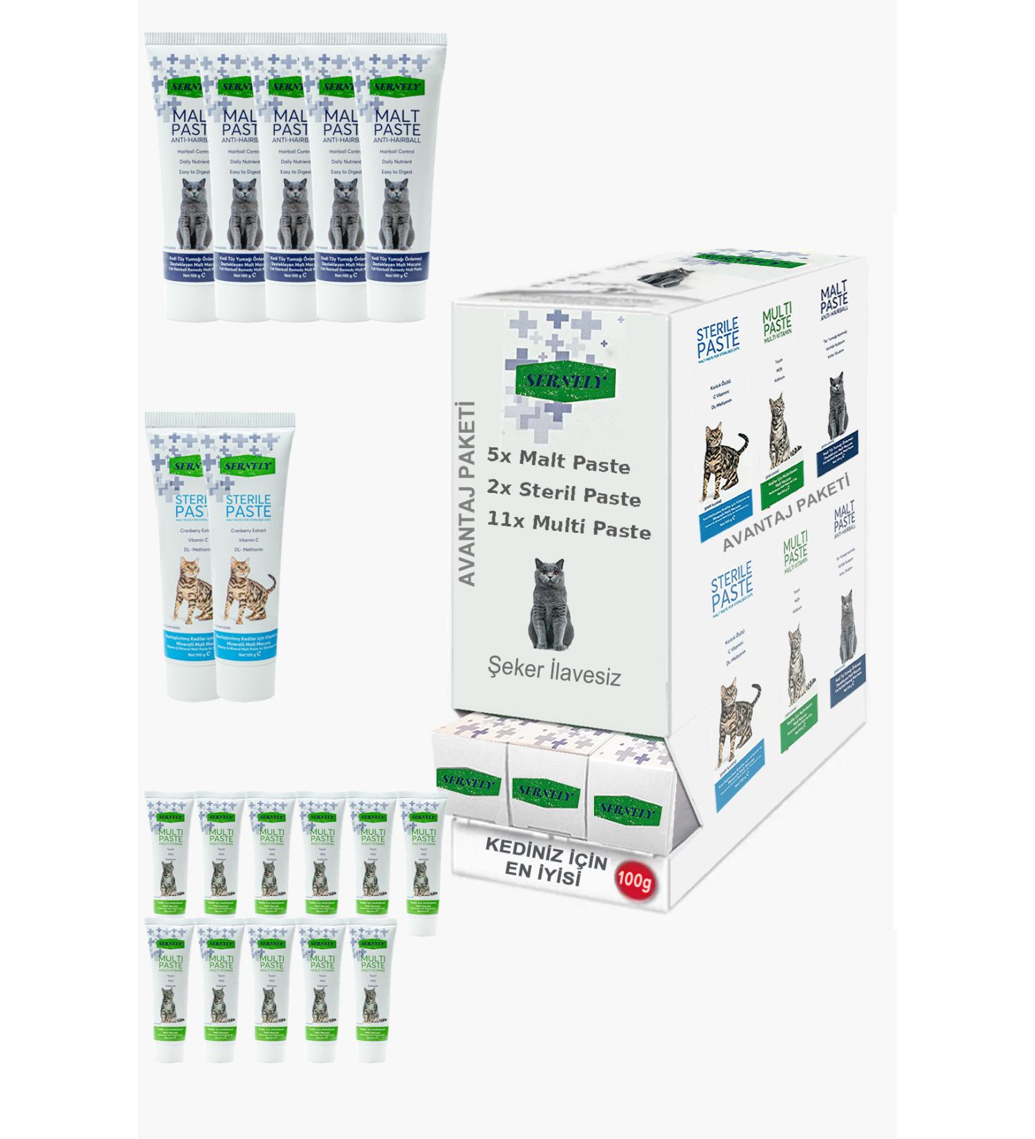Sernely Cat Malt Advantageous Package (Multi Paste 11x100gr Malt Paste 5x100gr Sterile Paste 2x100gr)-639