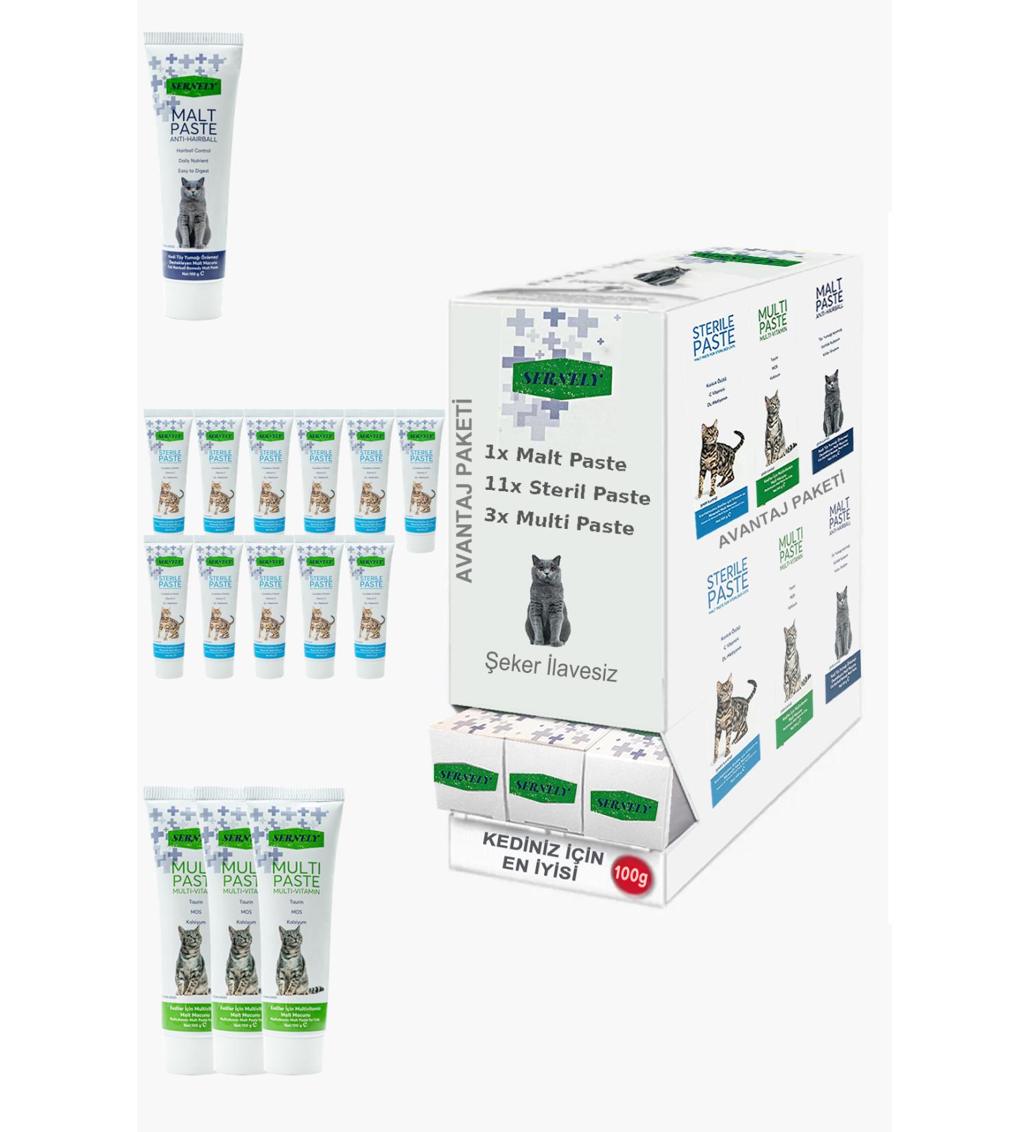 Sernely Cat Malt Advantageous Package (Sterile Paste 11x100gr Multi Paste 3x100gr Malt Paste 1x100gr)-671