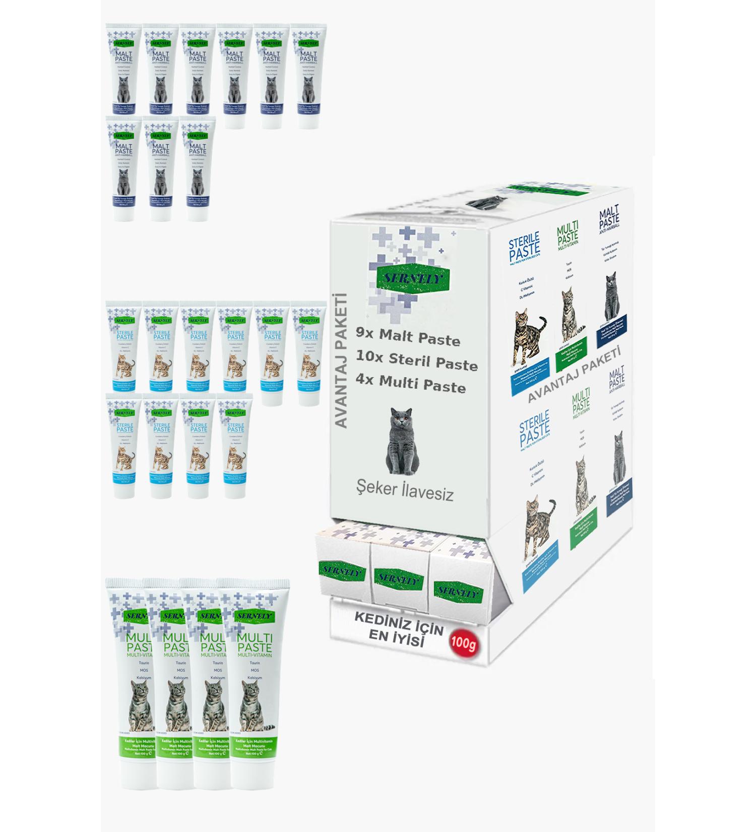 Sernely Cat Malt Advantageous Package (Sterile Paste 10x100gr Malt Paste 9x100gr Multi Paste 4x100gr)-841