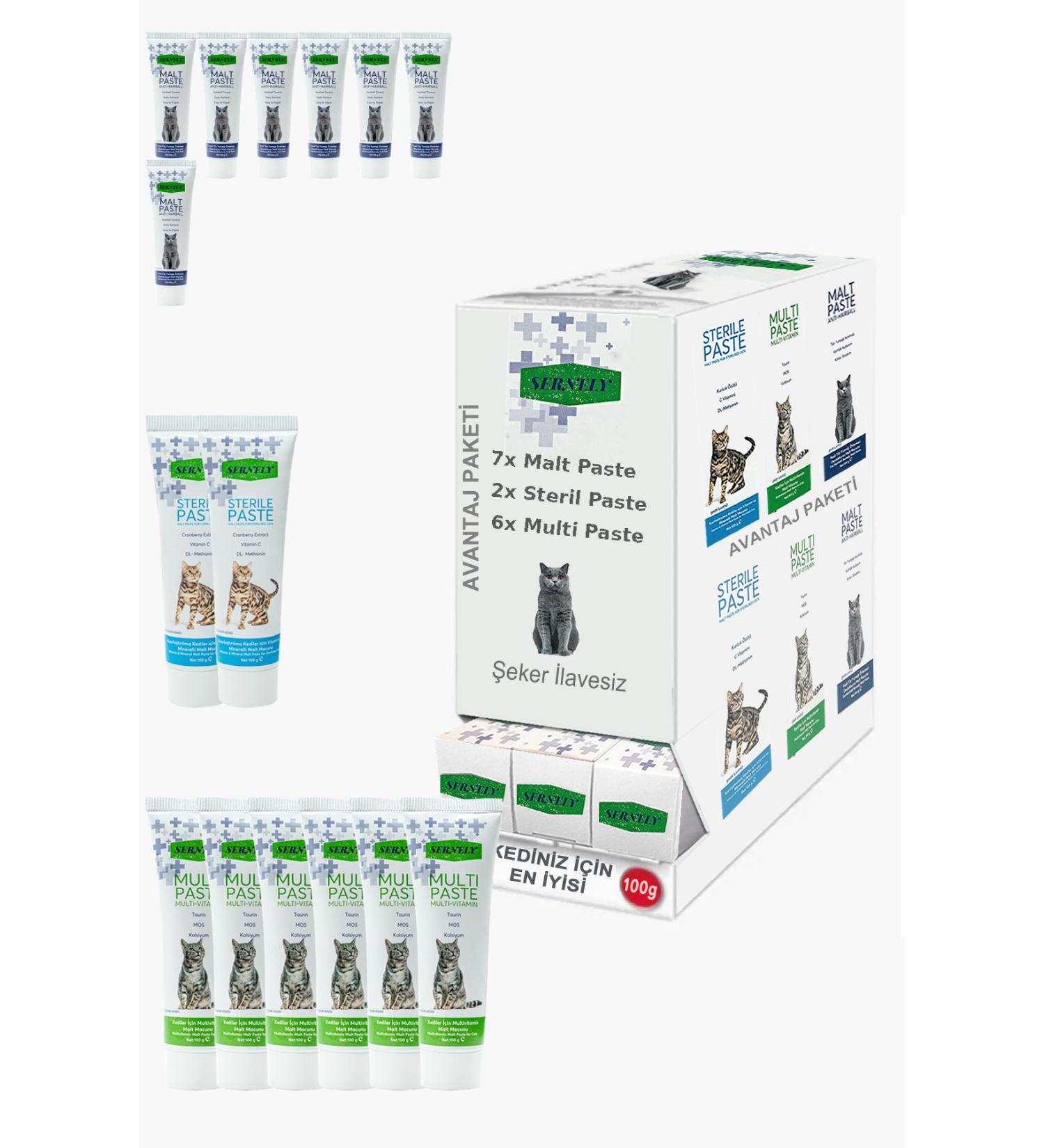 Sernely Cat Malt Advantageous Package (Malt Paste 7x100gr Multi Paste 6x100gr Sterile Paste 2x100gr)-1475