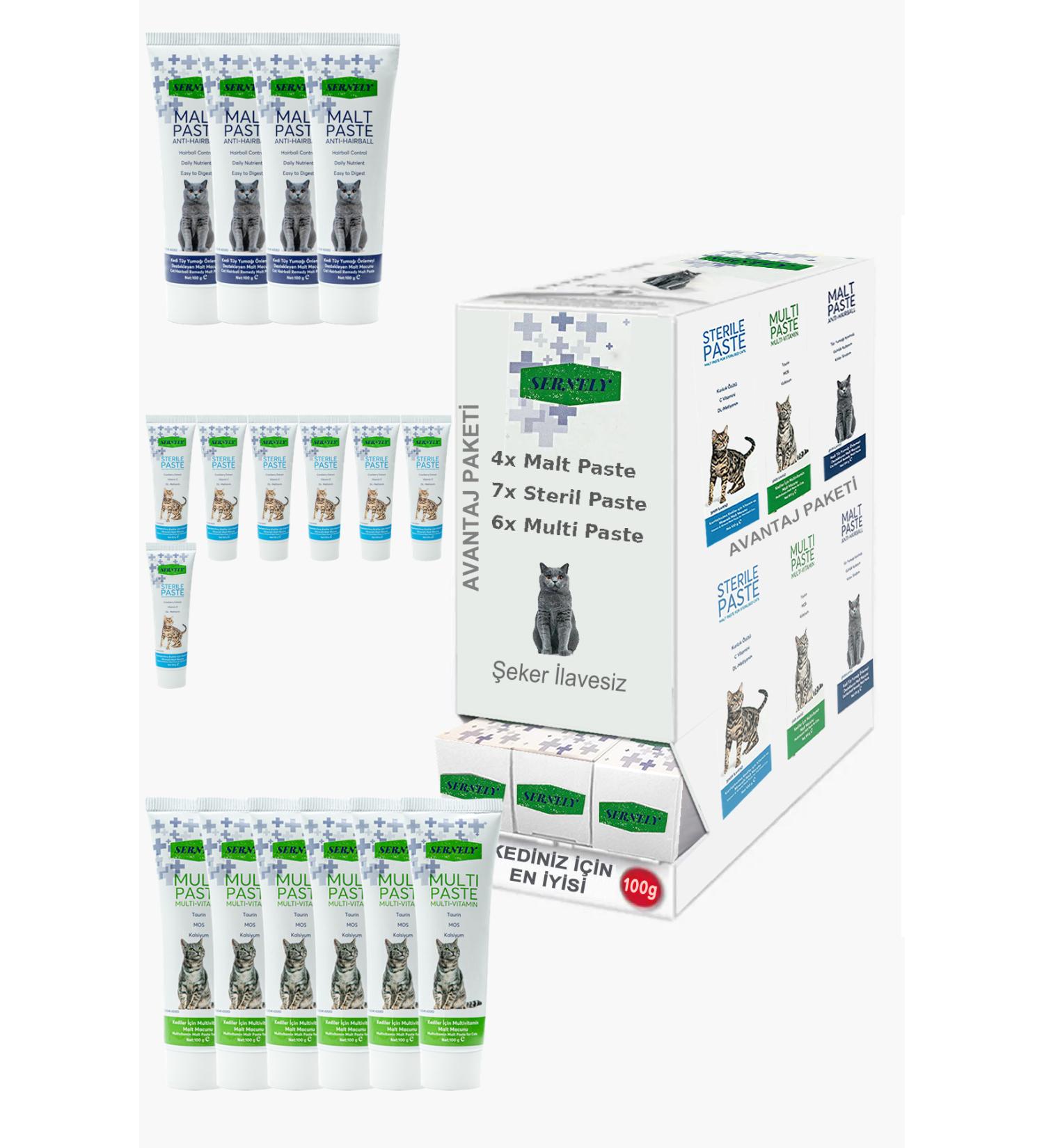 Sernely Cat Malt Advantageous Package (Sterile Paste 7x100gr Multi Paste 6x100gr Malt Paste 4x100gr)-1407