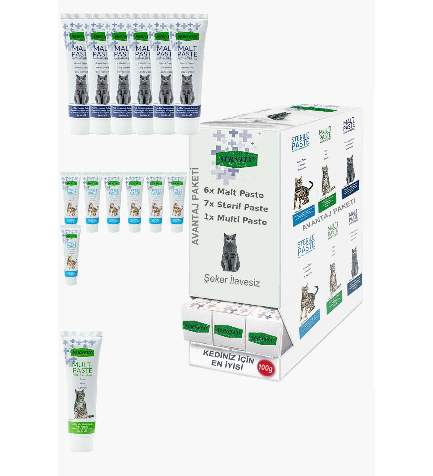 Sernely Cat Malt Advantageous Package (Sterile Paste 7x100gr Malt Paste 6x100gr Multi Paste 1x100gr)-1498