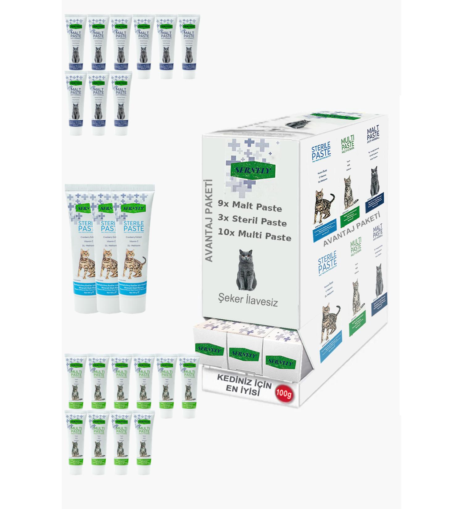 Sernely Cat Malt Advantageous Package (Multi Paste 10x100gr Malt Paste 9x100gr Sterile Paste 3x100gr)-882