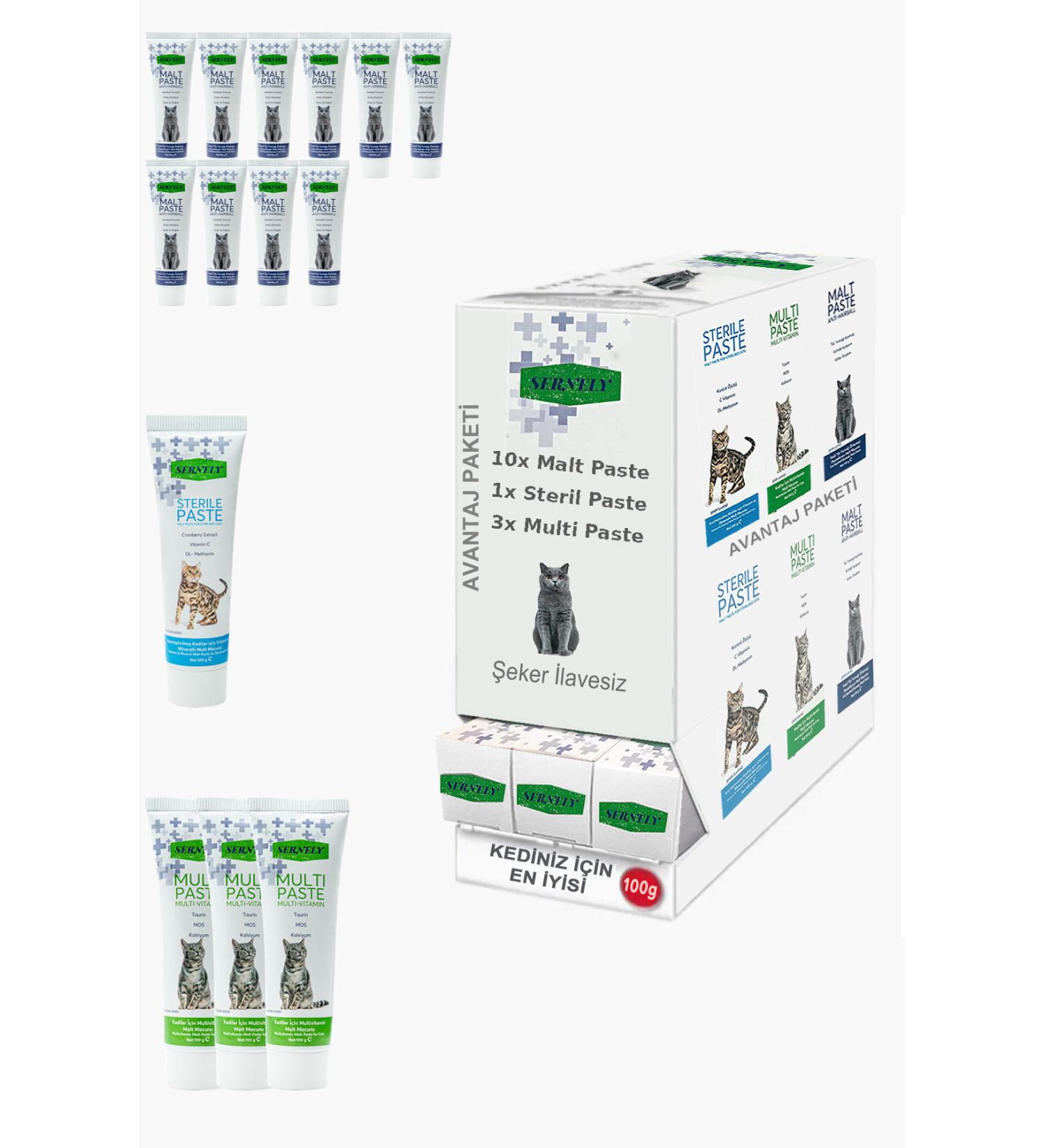 Sernely Cat Malt Advantageous Package (Malt Paste 10x100gr Multi Paste 3x100gr Sterile Paste 1x100gr)-992