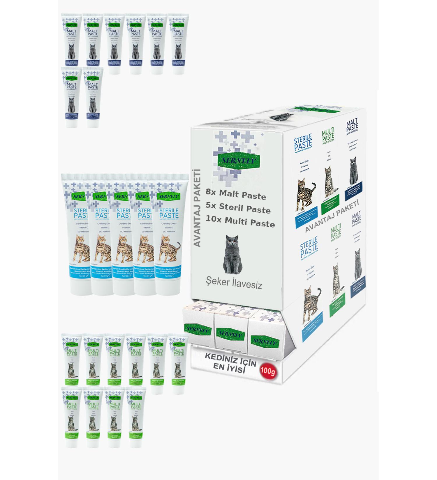 Sernely Cat Malt Advantageous Package (Multi Paste 10x100gr Malt Paste 8x100gr Sterile Paste 5x100gr)-806