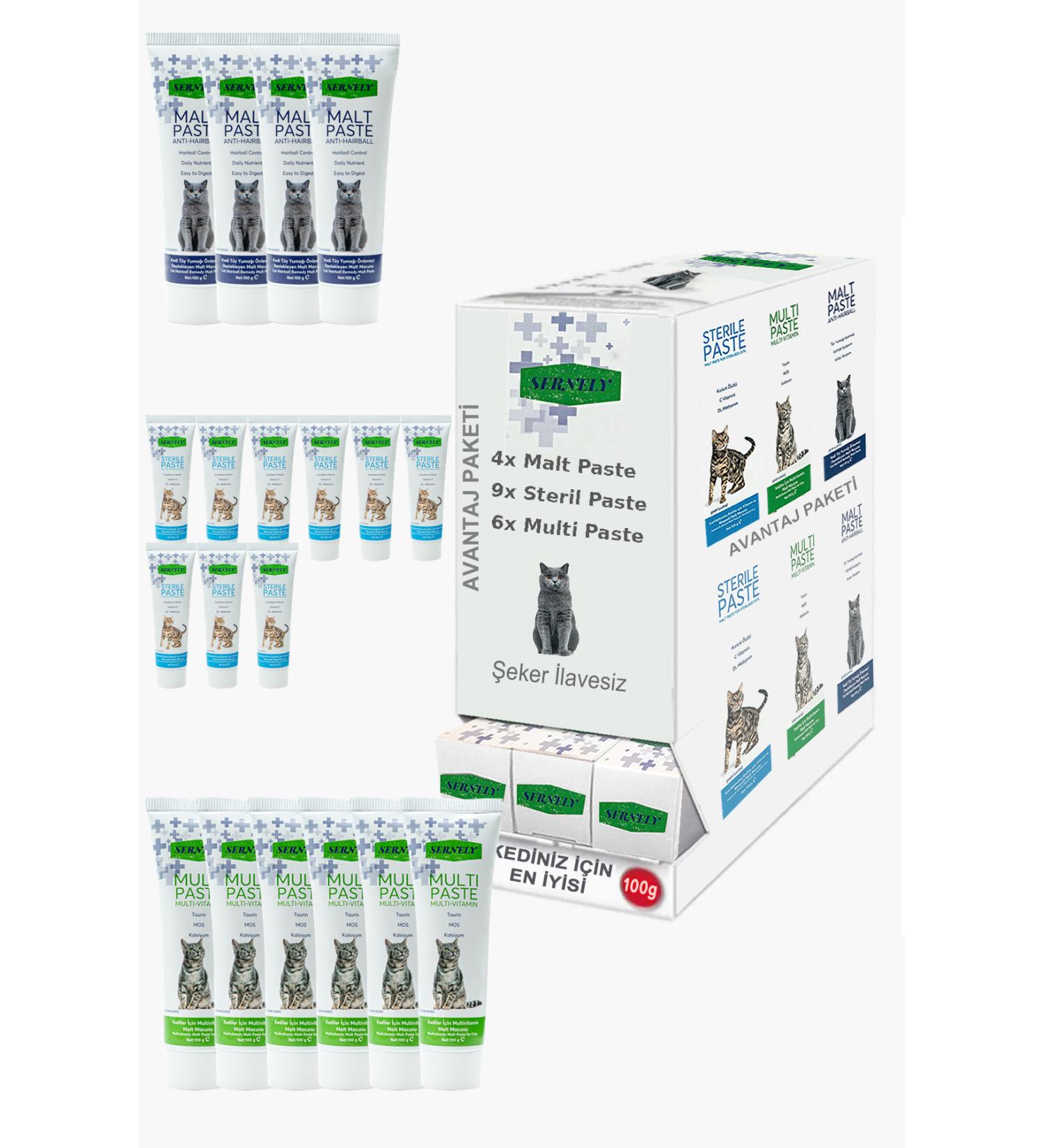 Sernely Cat Malt Advantageous Package (Sterile Paste 9x100gr Multi Paste 6x100gr Malt Paste 4x100gr)-1063
