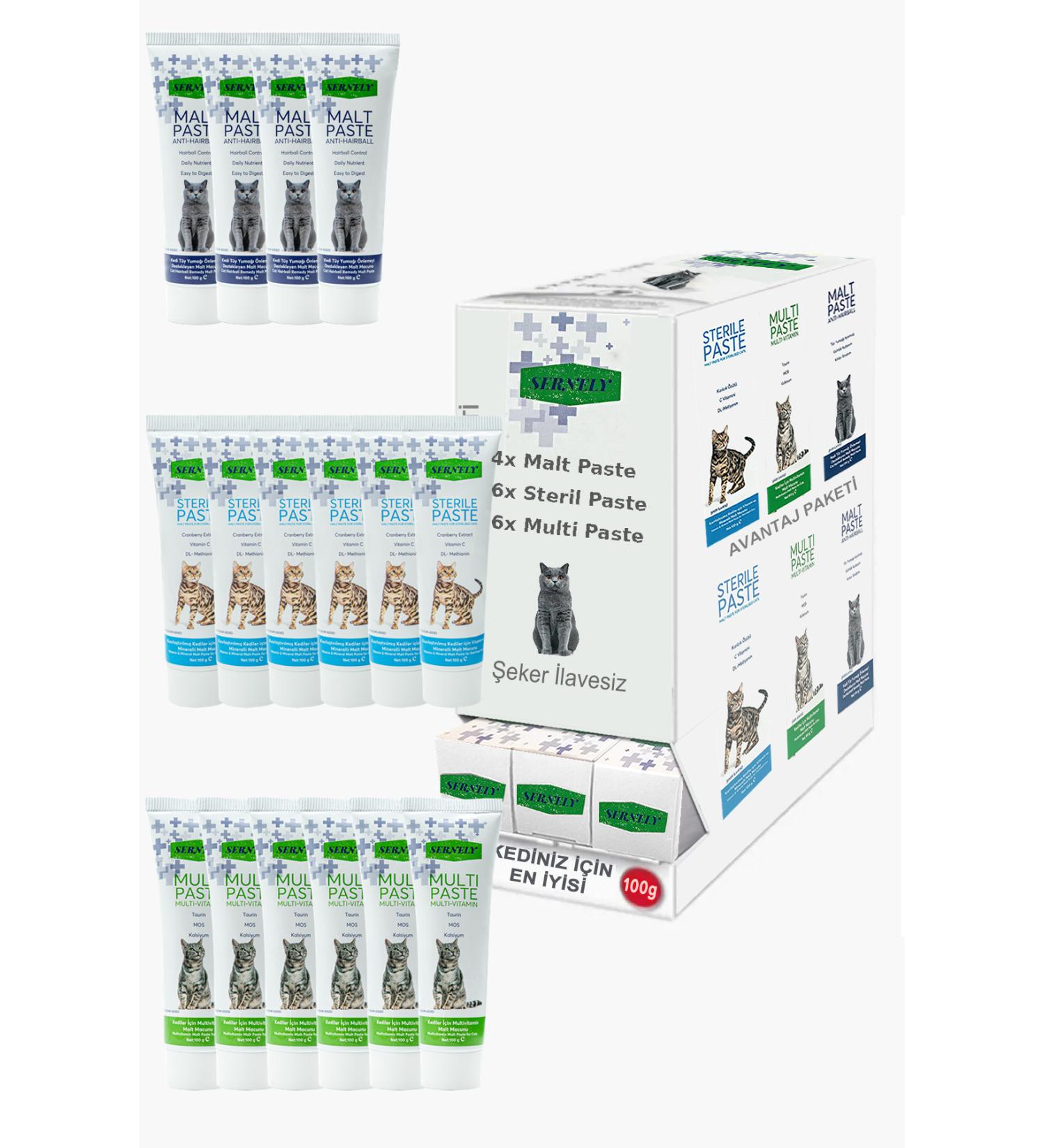 Sernely Cat Vitamin Advantage Package (Sterile Paste 6x100gr Multi Paste 6x100gr Malt Paste 4x100gr)-1524