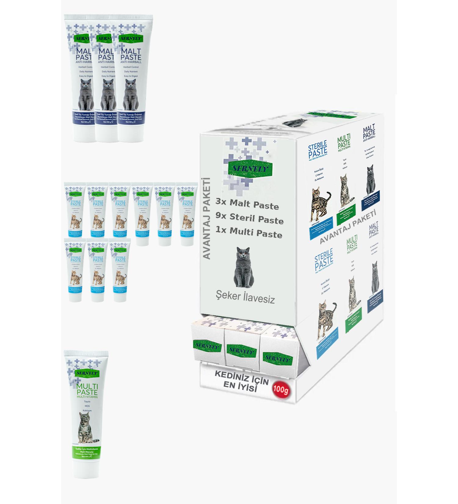 Sernely Cat Malt Advantageous Package (Sterile Paste 9x100gr Malt Paste 3x100gr Multi Paste 1x100gr)-1188