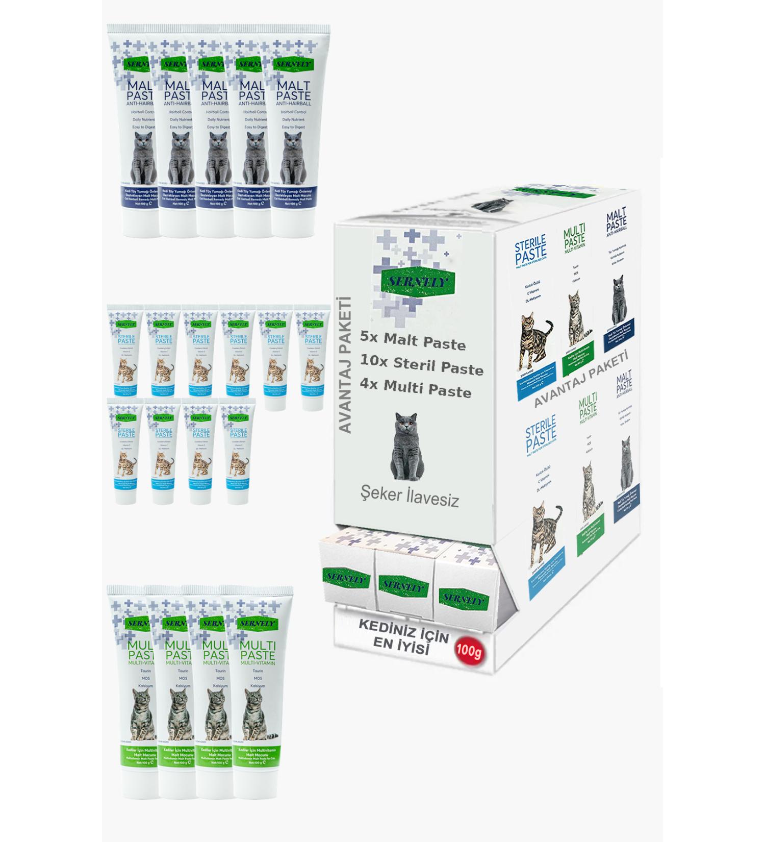 Sernely Cat Malt Advantageous Package (Sterile Paste 10x100gr Malt Paste 5x100gr Multi Paste 4x100gr)-833