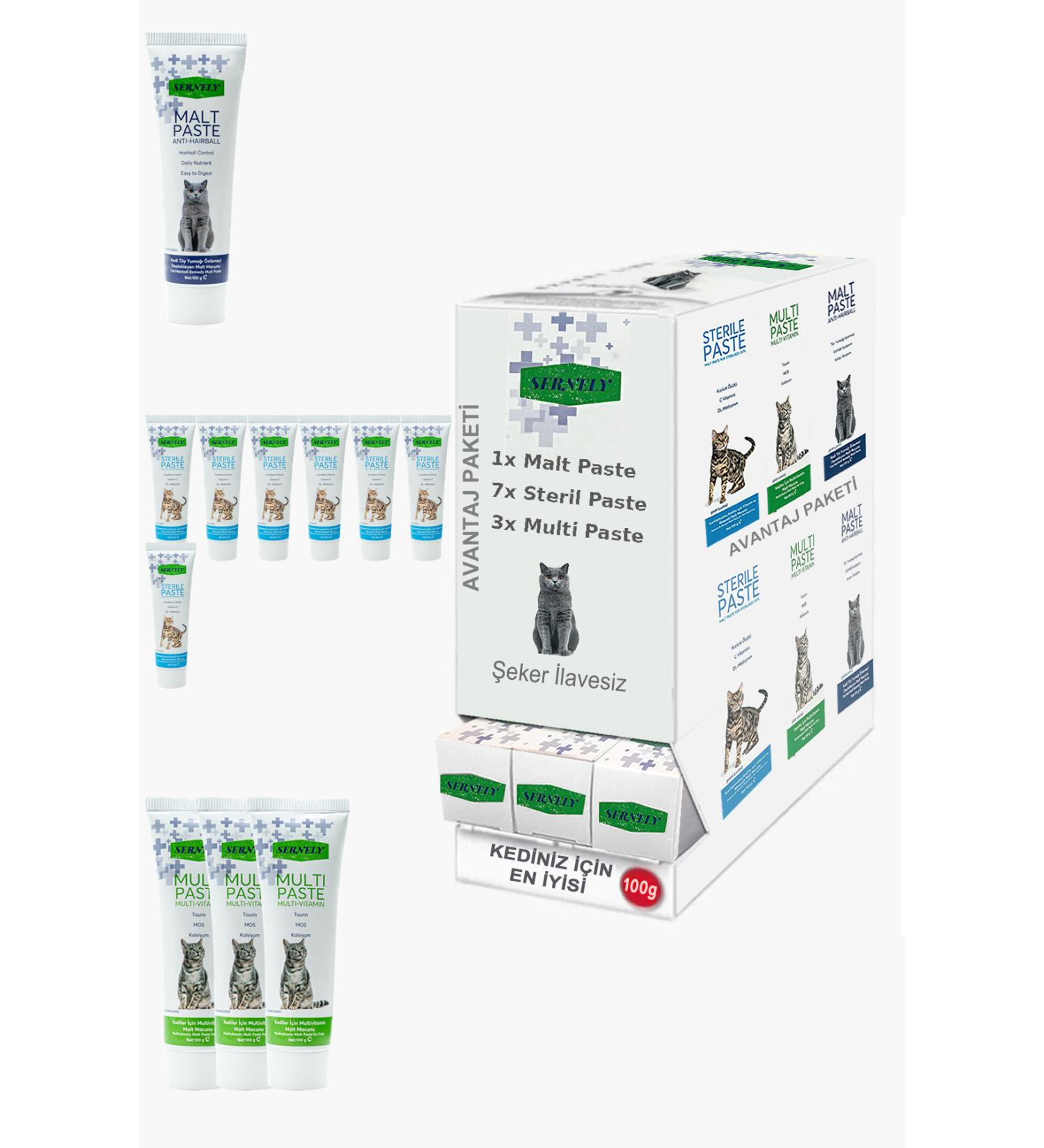 Sernely Cat Malt Advantageous Package (Sterile Paste 7x100gr Multi Paste 3x100gr Malt Paste 1x100gr)-1479