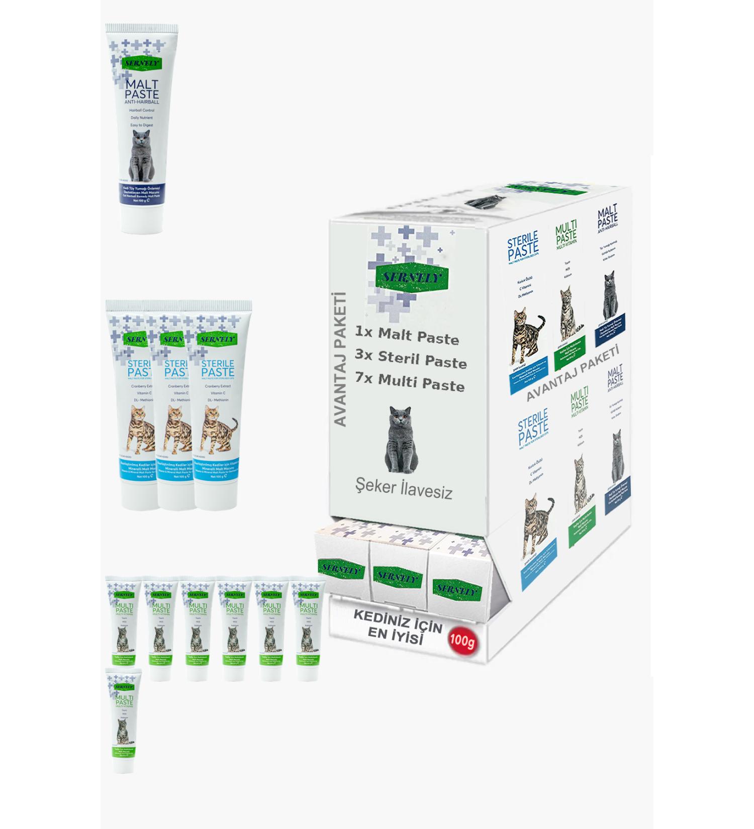 Sernely Cat Malt Advantageous Package (Multi Paste 7x100gr Sterile Paste 3x100gr Malt Paste 1x100gr)-1485