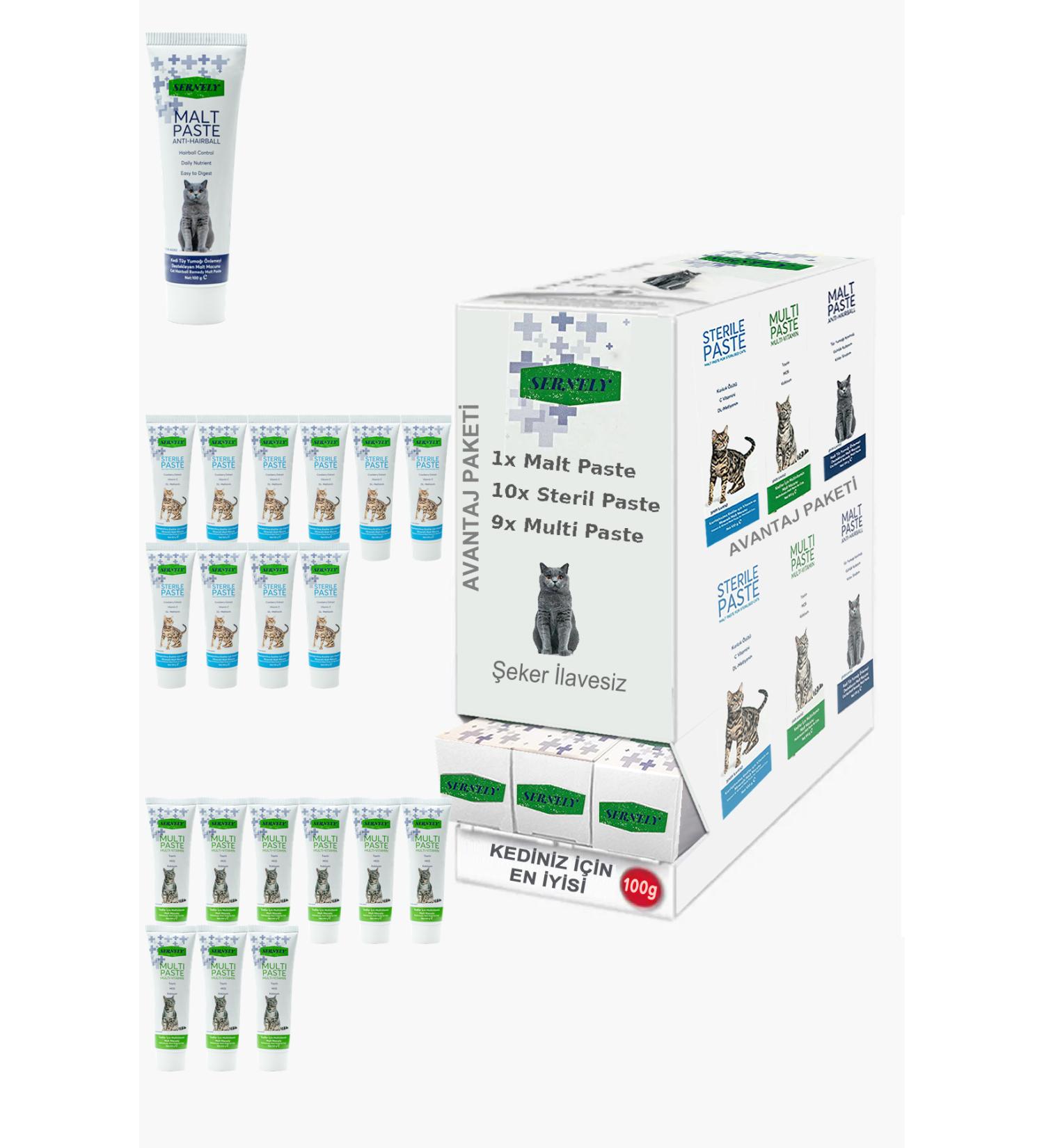 Sernely Cat Malt Advantageous Package (Sterile Paste 10x100gr Multi Paste 9x100gr Malt Paste 1x100gr)-954