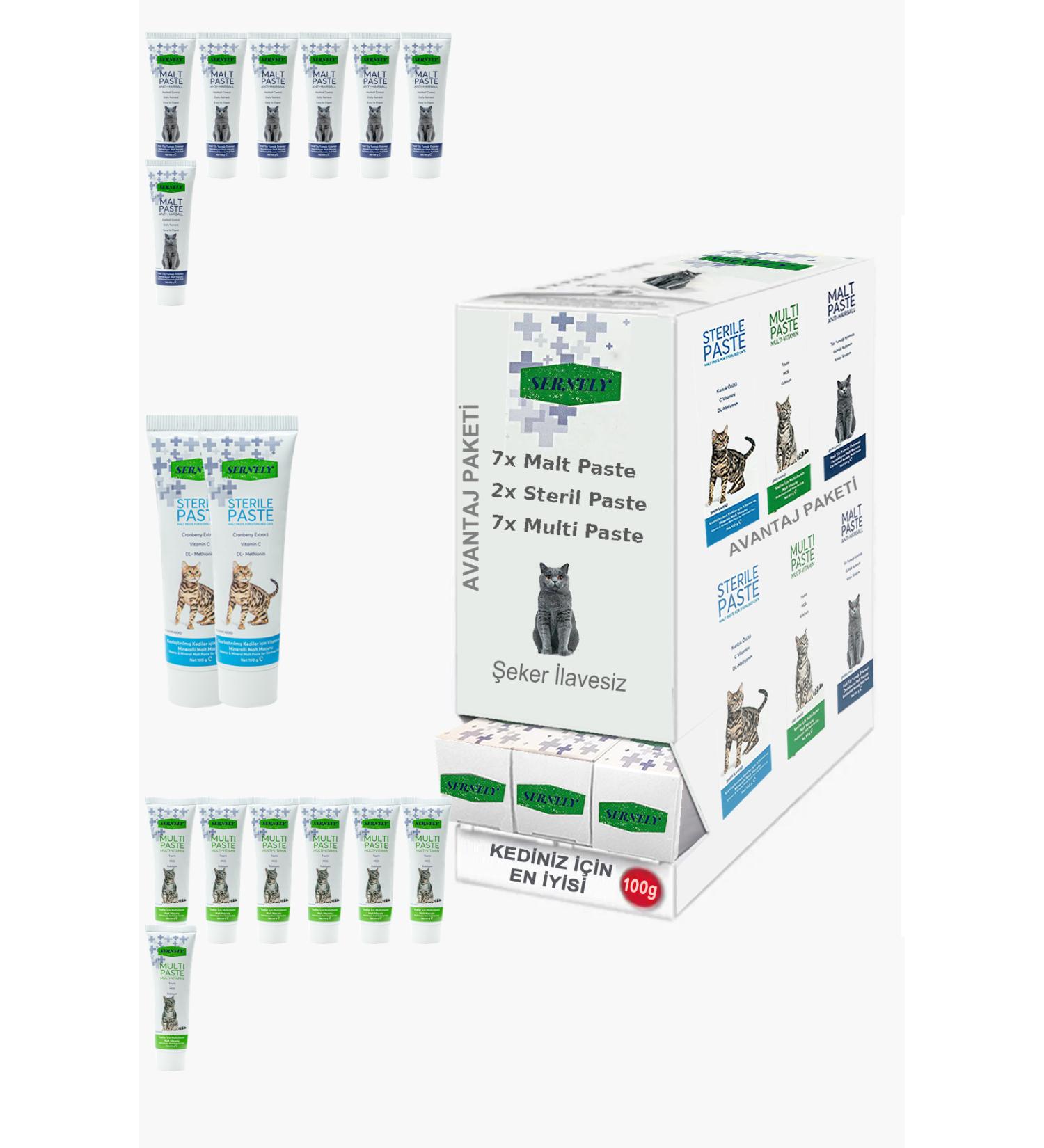 Sernely Cat Malt Advantageous Package (Multi Paste 7x100gr Malt Paste 7x100gr Sterile Paste 2x100gr)-1476