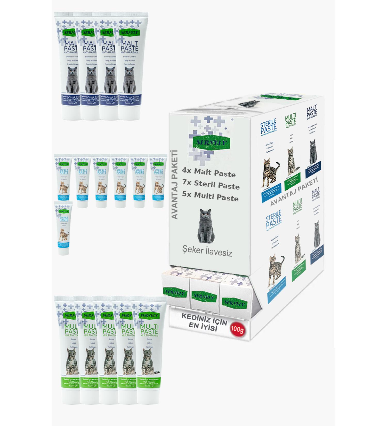 Sernely Cat Malt Advantageous Package (Sterile Paste 7x100gr Multi Paste 5x100gr Malt Paste 4x100gr)-1406